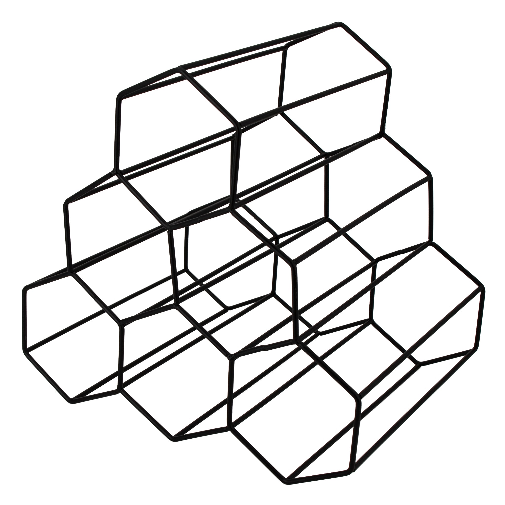 BAR BUTLER GEOMETRIC HEXAGON 6 BOTTLE BLACK WINE RACK