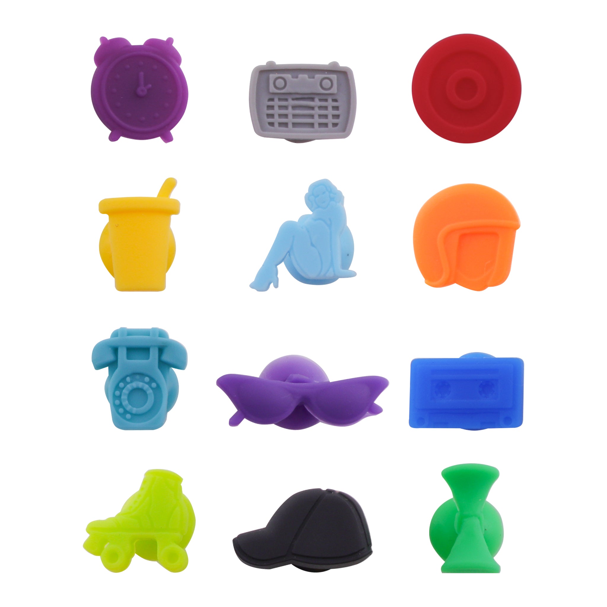 BAR BUTLER WINE GLASS SILICONE MARKER CHARMS 12PCS SET