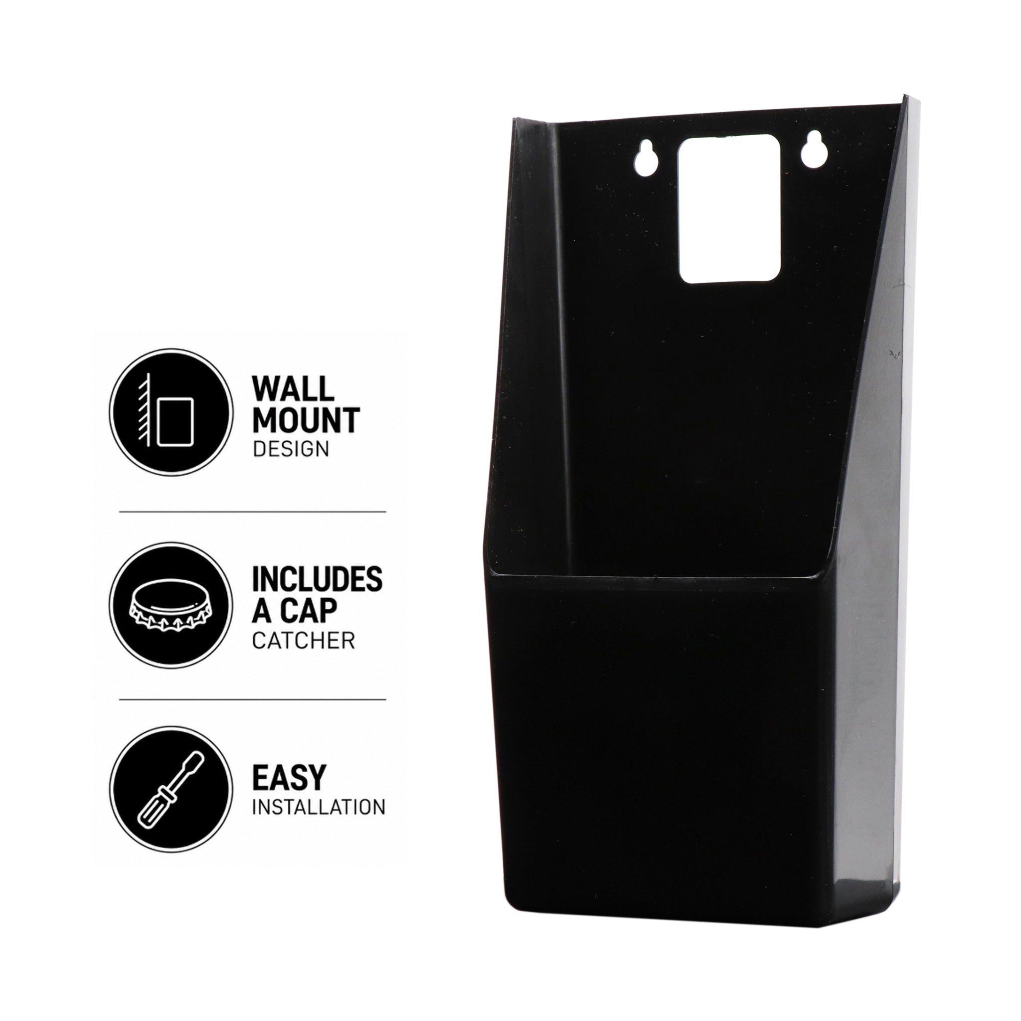 BAR BUTLER WALL MOUNT BOTTLE OPENER WITH CAP CATCHER BLACK
