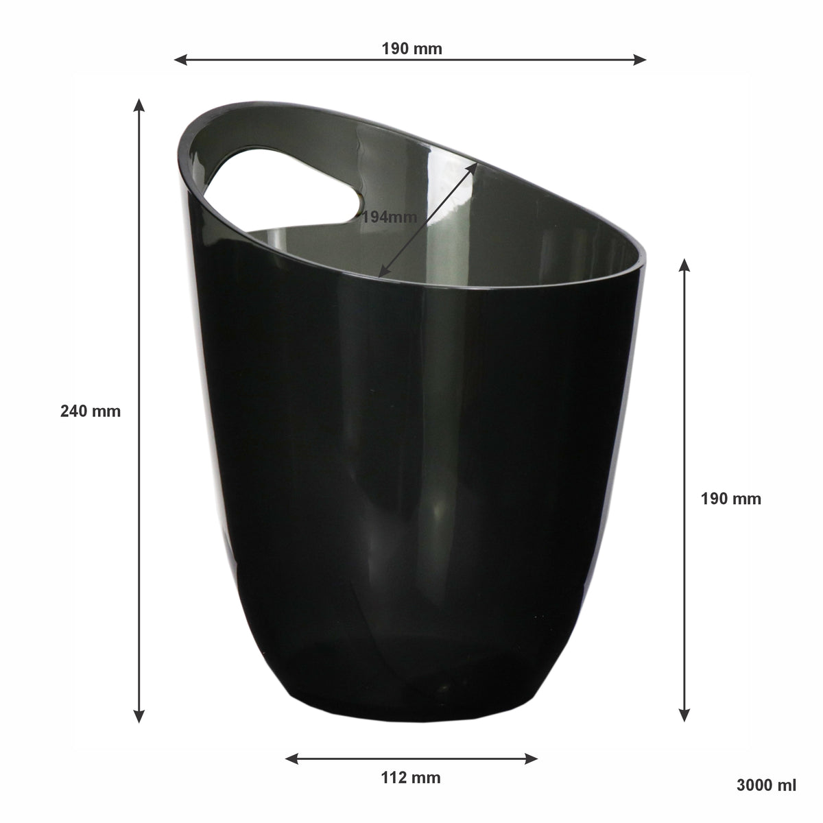 BAR BUTLER WINE BUCKET TRANSPARENT BLACK PS PLASTIC, 3L
