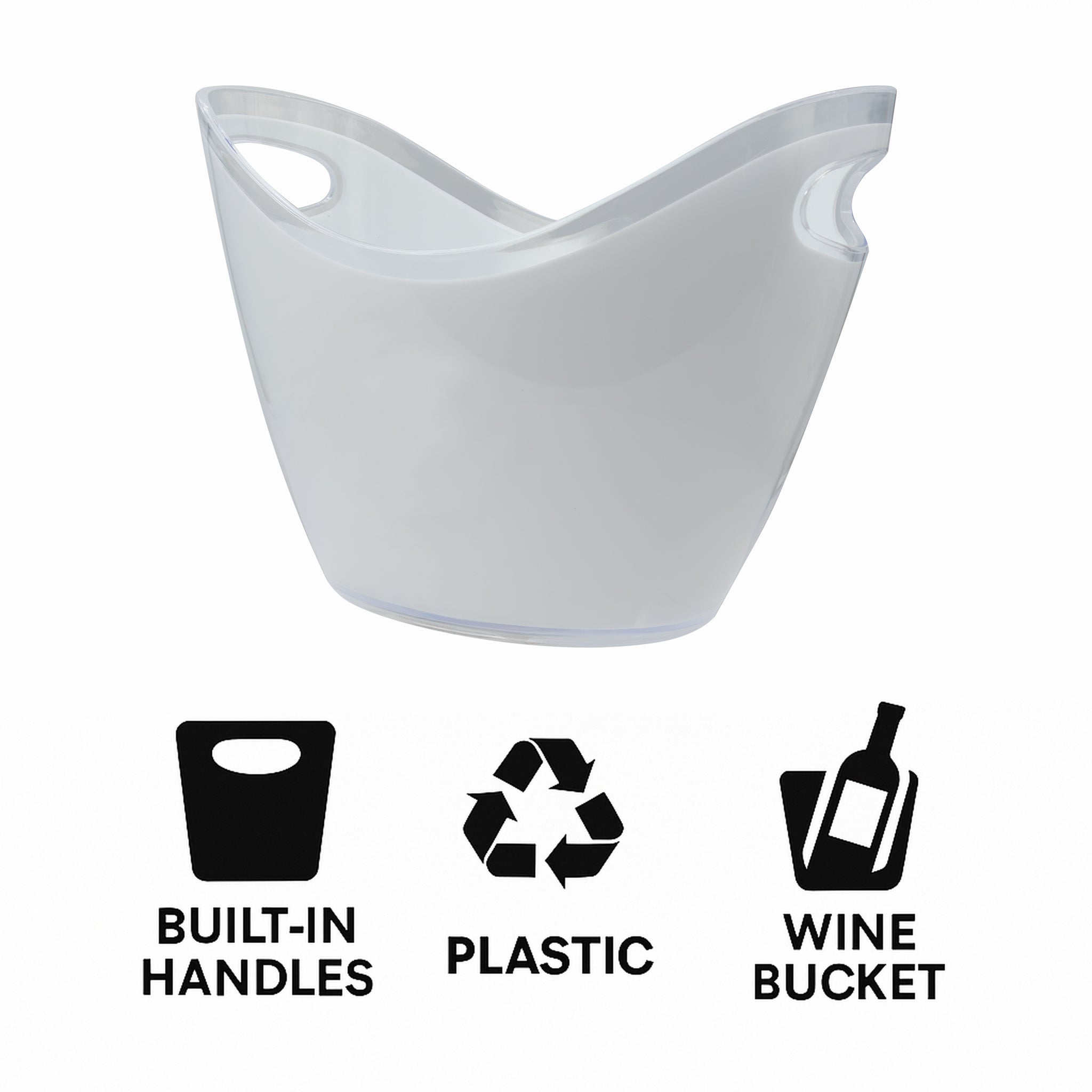 BAR BUTLER TWO TONE WINE BUCKET OVAL WHITE/CLEAR PS PLASTIC, 3.5L