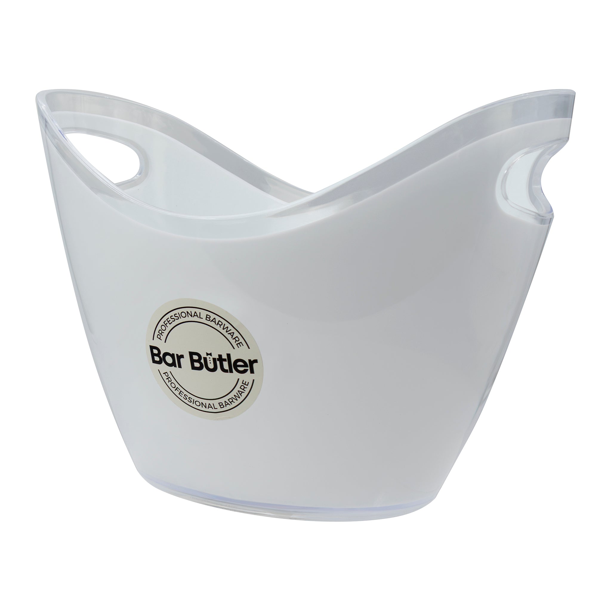 BAR BUTLER TWO TONE WINE BUCKET OVAL WHITE/CLEAR PS PLASTIC, 3.5L