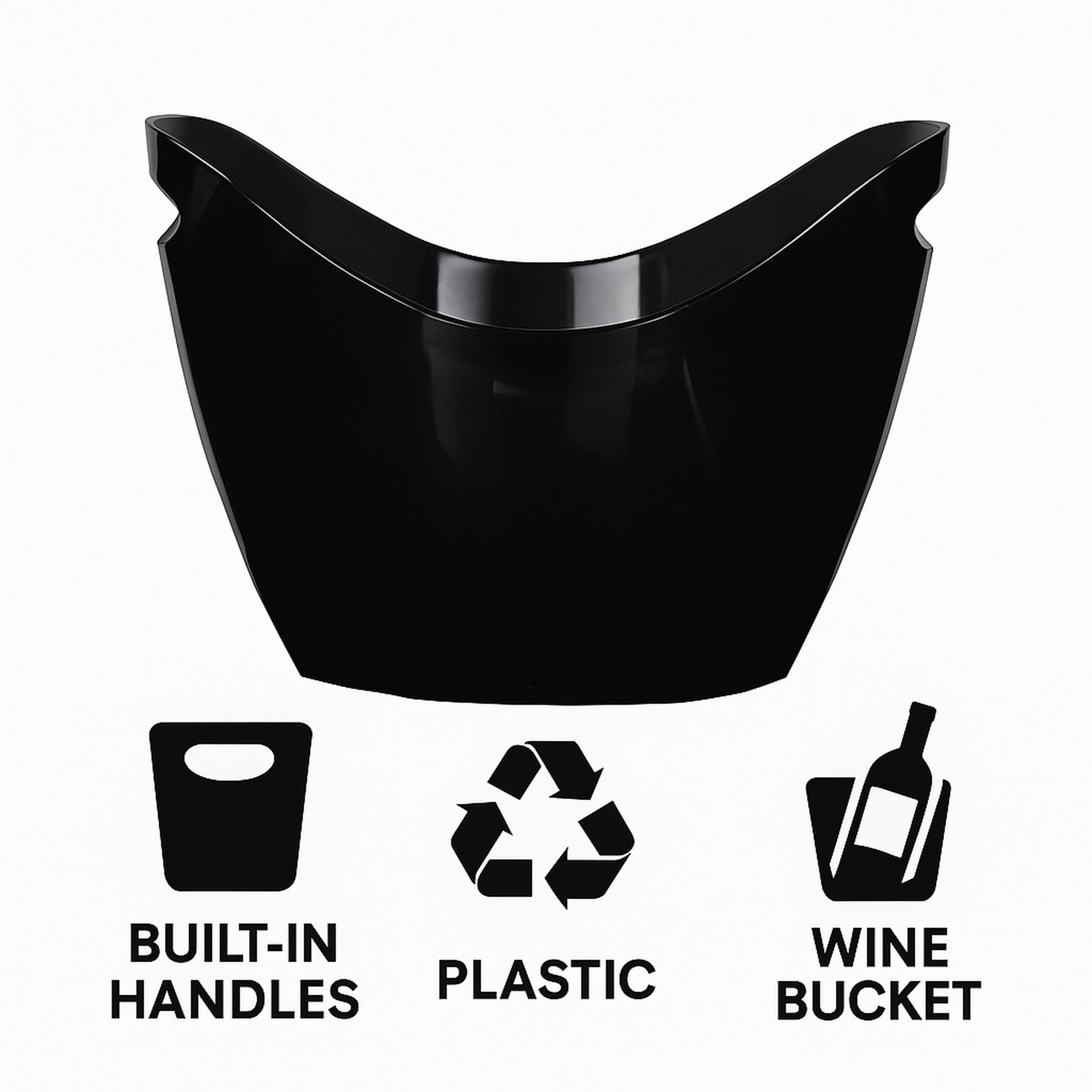 BAR BUTLER WINE BUCKET OVAL TRANSPARENT BLACK PS PLASTIC, 4L
