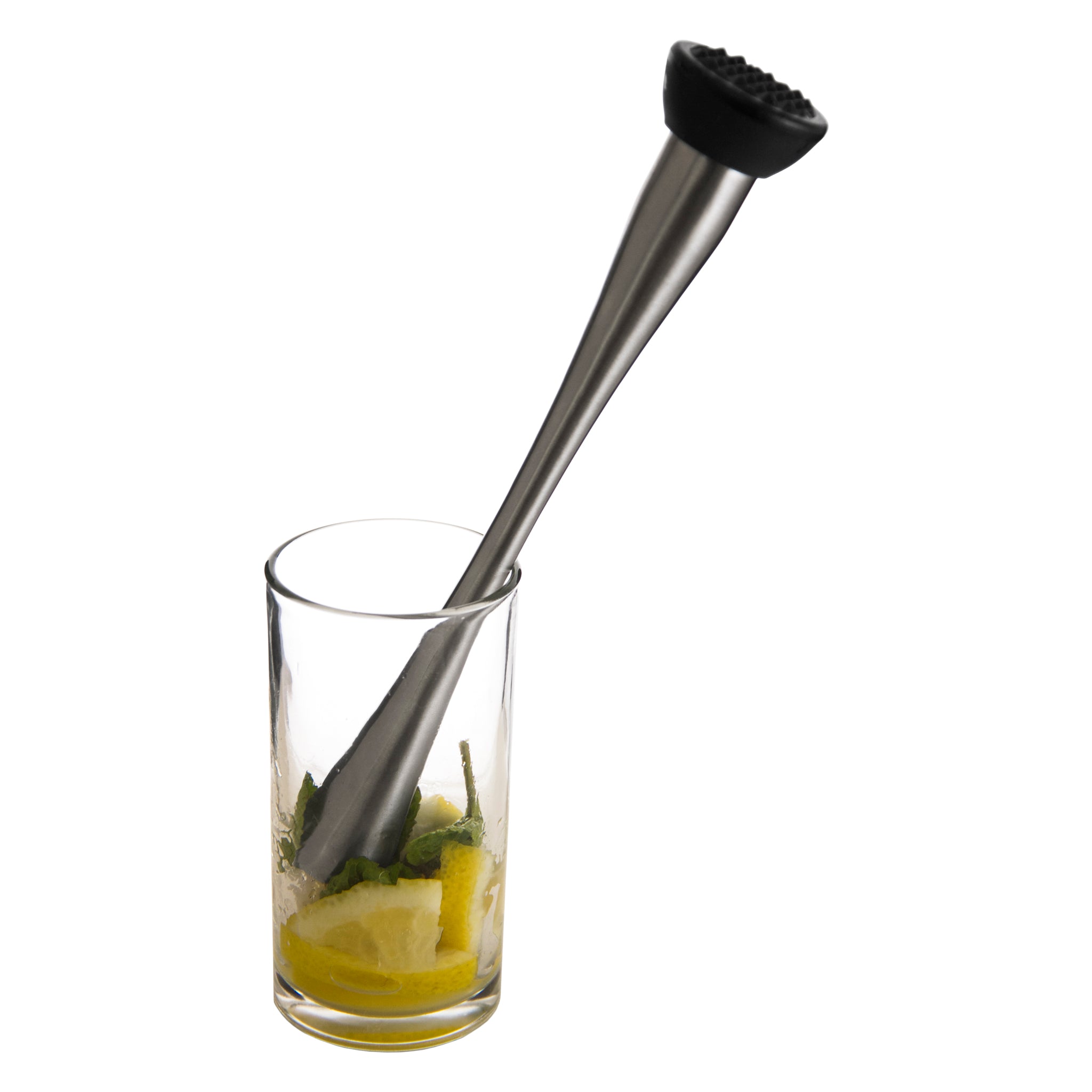BAR BUTLER MUDDLER ST STEEL WITH BLACK NETTED HEAD