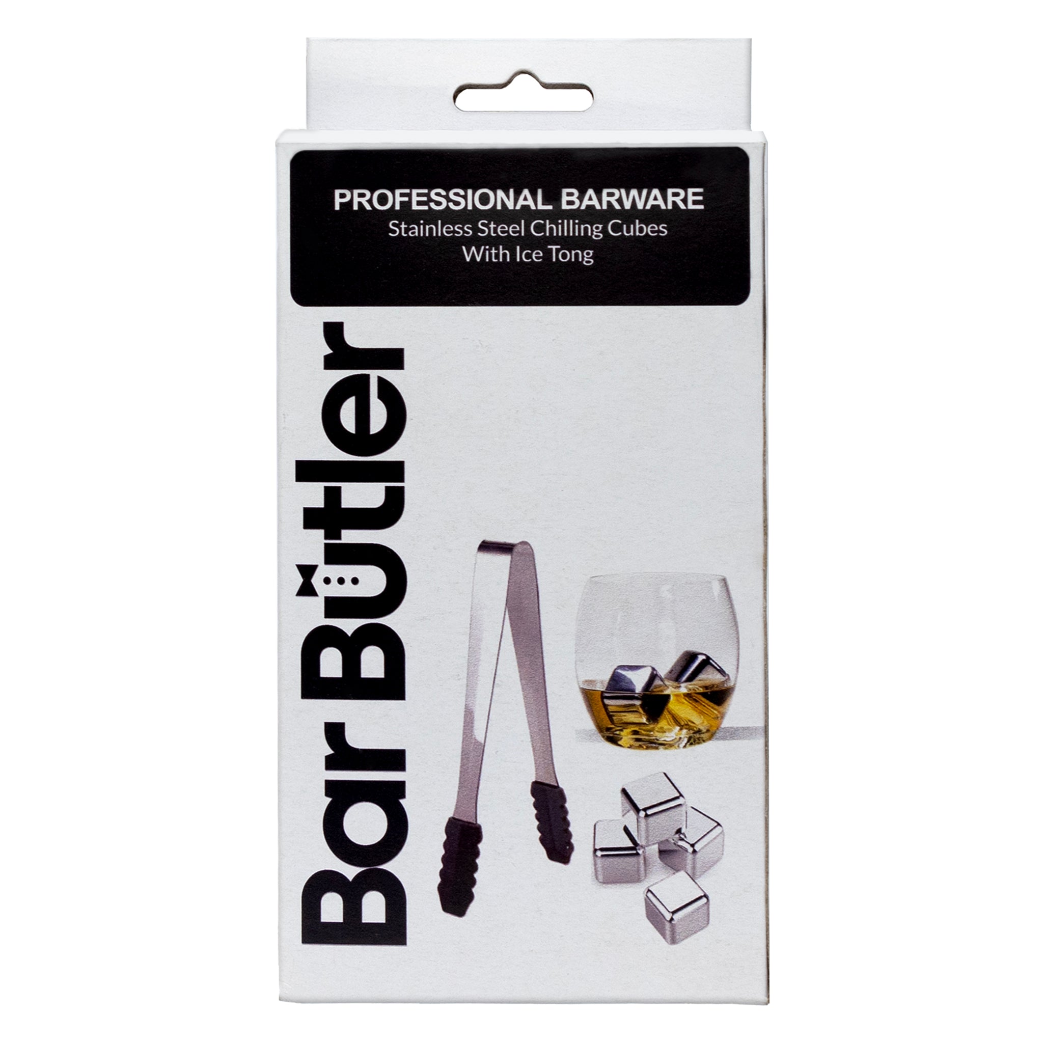 BAR BUTLER ICE CUBES WITH TONG STAINLESS STEEL 6 PIECE SET