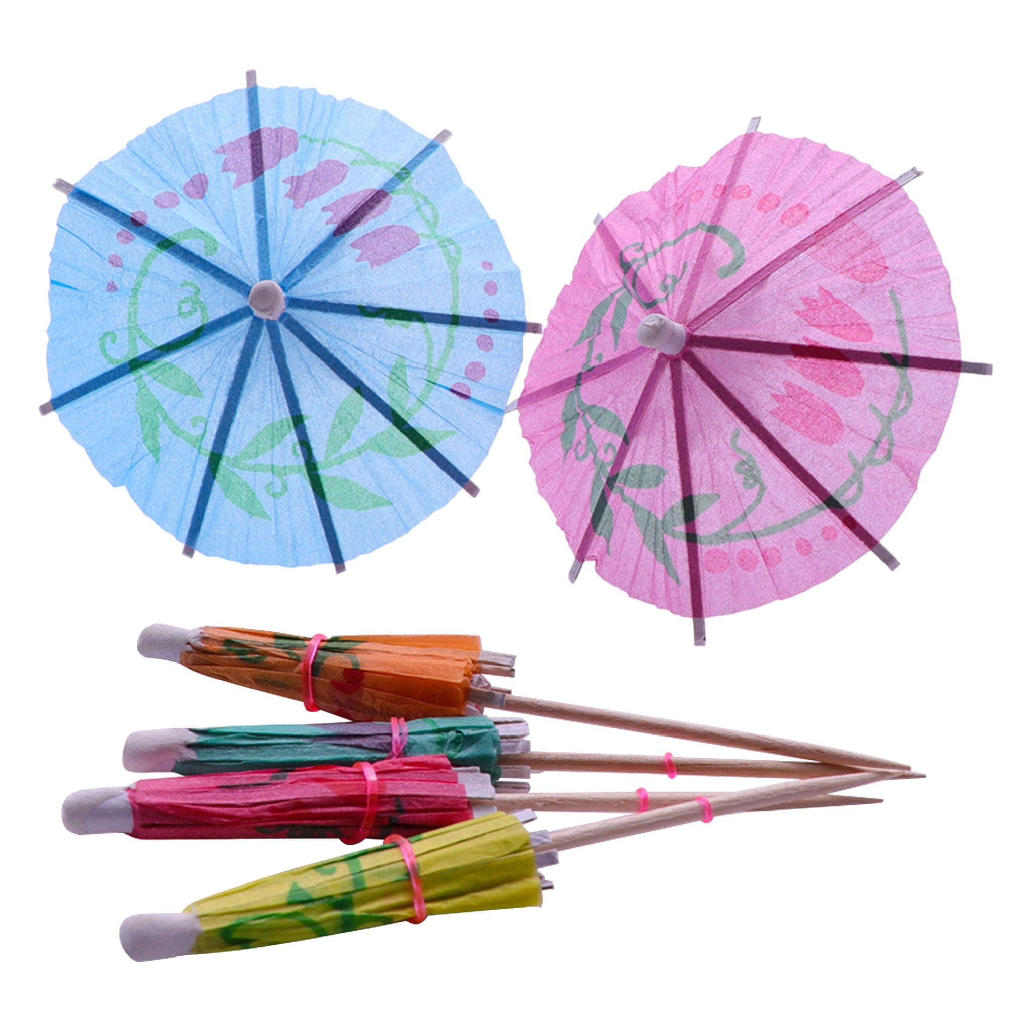 BAR BUTLER MULTI-COLOURED COCKTAIL UMBRELLAS 50PK, 100MM