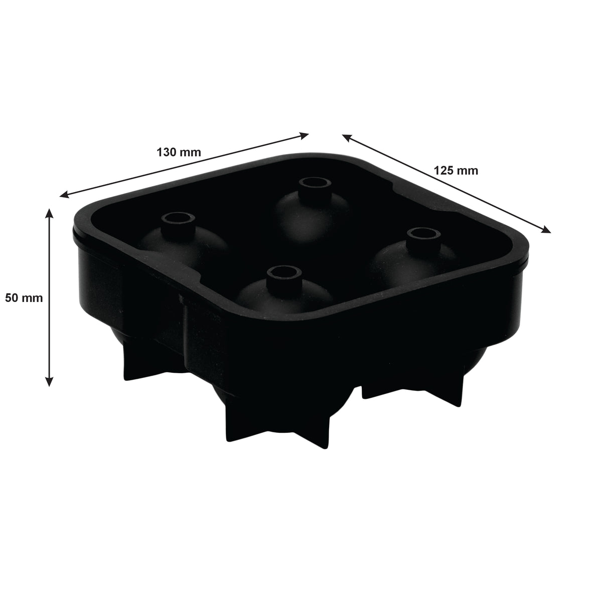 BAR BUTLER BLACK SILICONE 4 ICE SPHERE MOULD