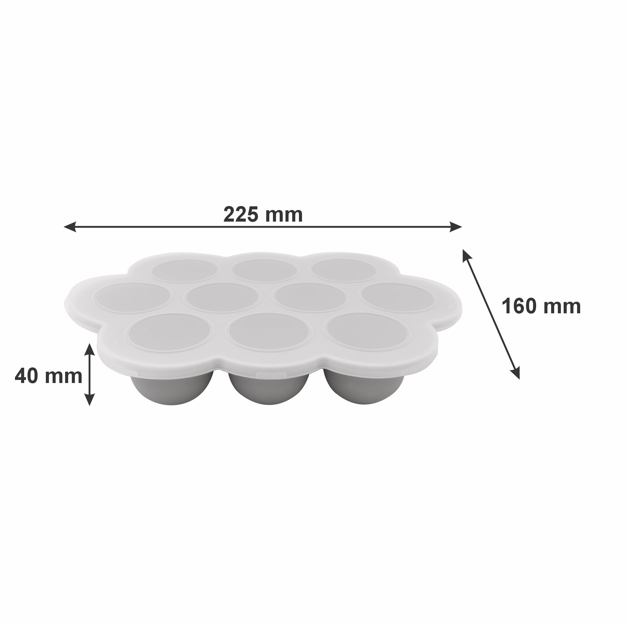 BAR BUTLER GREY SILICONE 10 ICE/BABY FOOD MOULDS WITH COVER