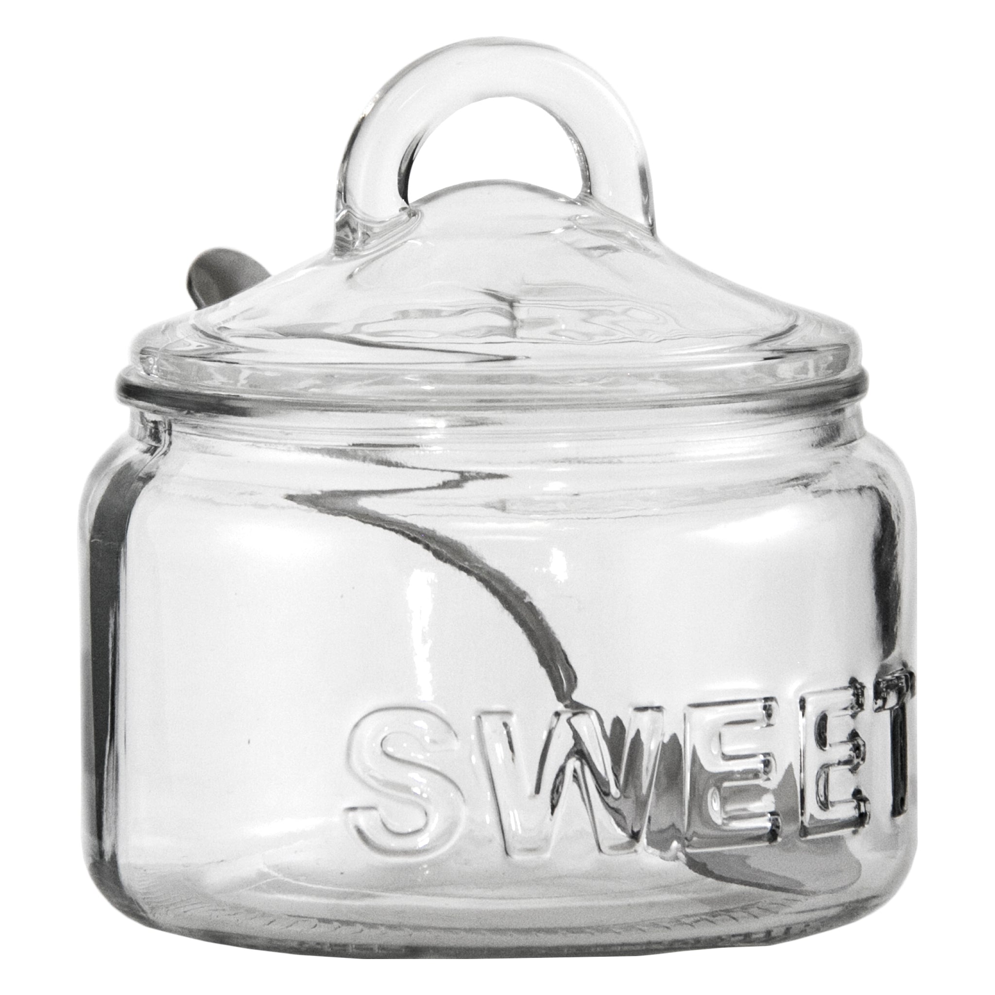 REGENT GLASS SUGAR BOWL 540ML & CREAMER 340ML WITH SPOON 3PCS SET