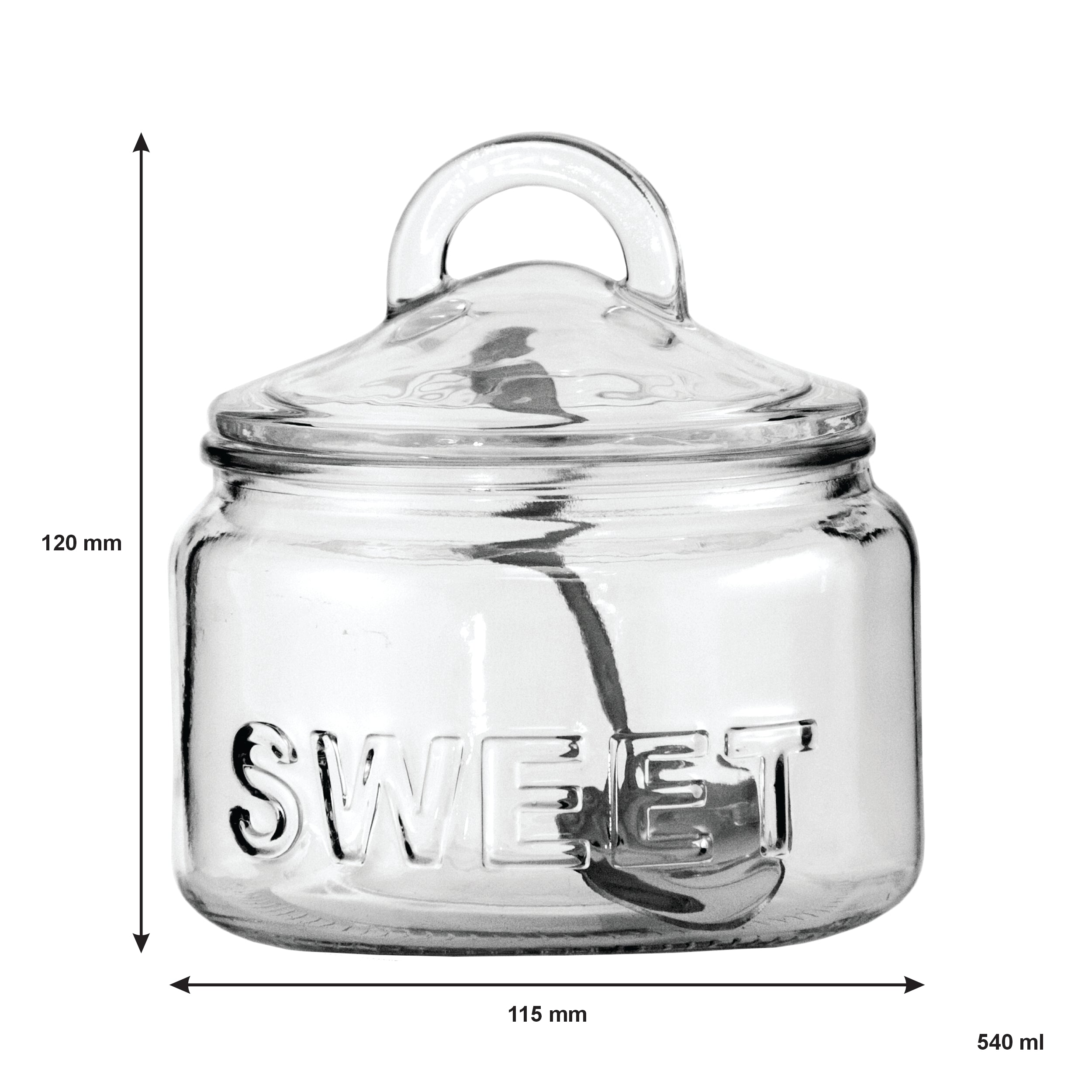 REGENT GLASS SUGAR BOWL 540ML & CREAMER 340ML WITH SPOON 3PCS SET
