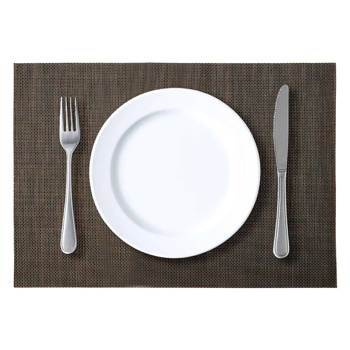 REGENT PLACE MATS WOVEN PVC NEW CAMEL/BLACK 4PK ROLL, 300X450MM