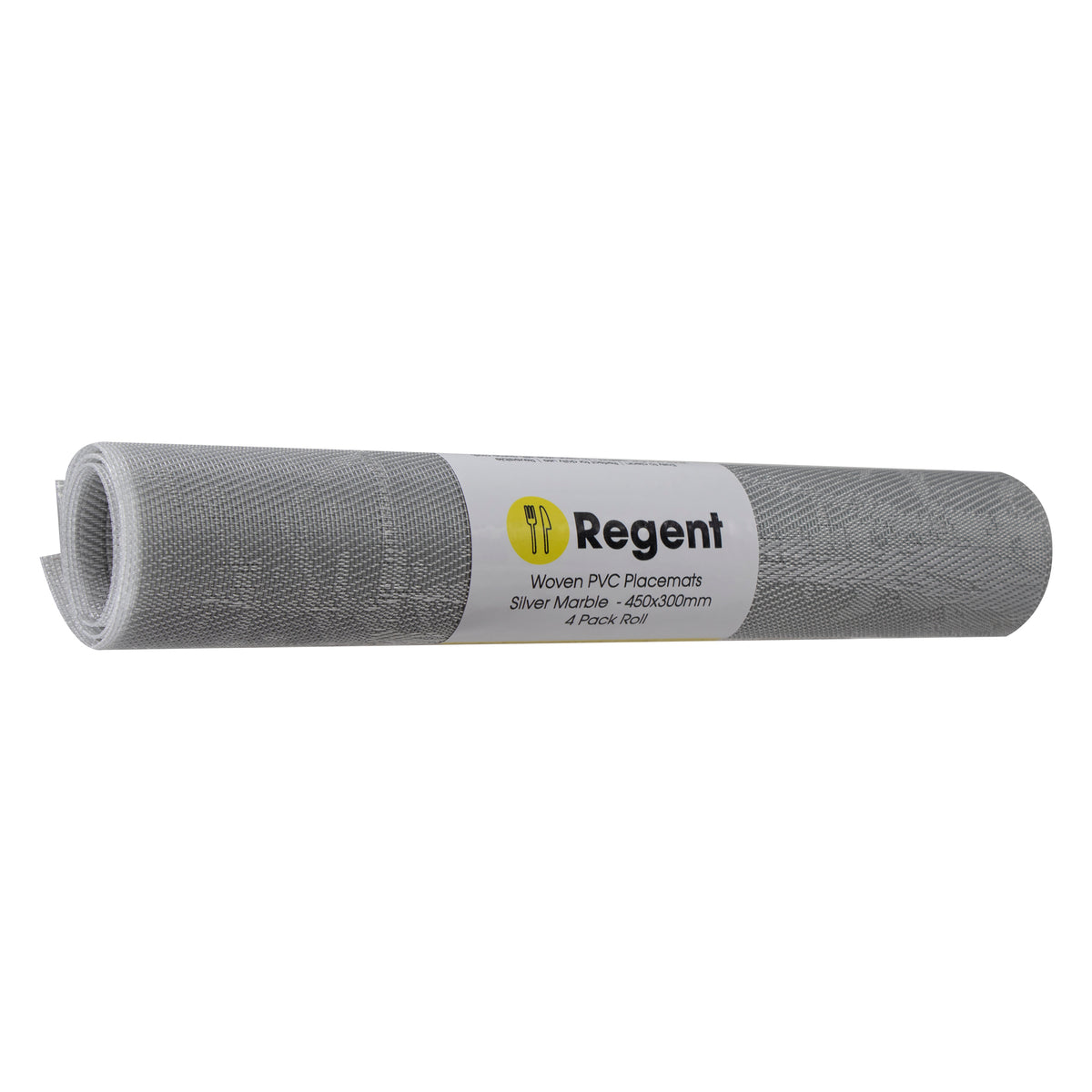 REGENT PLACE MATS WOVEN PVC SILVER MARBLE 4PK ROLL, 300X450MM