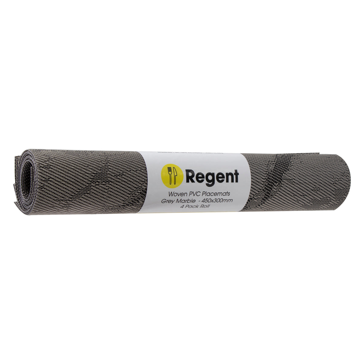 REGENT PLACE MATS WOVEN PVC GREY MARBLE 4PK ROLL, 300X450MM