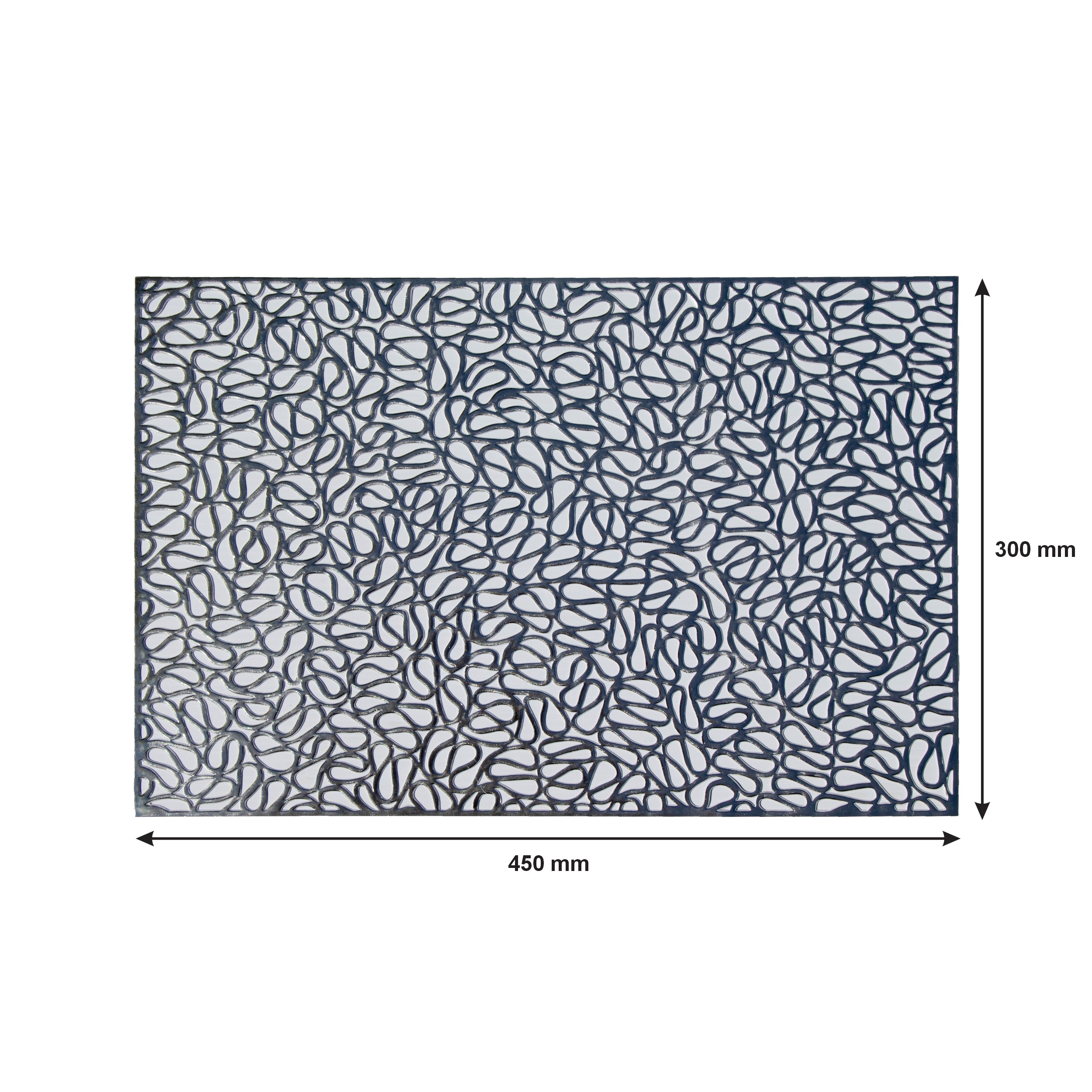 REGENT PLACE MATS PRESSED SILVER PVC 4PK ROLL, 300X450MM