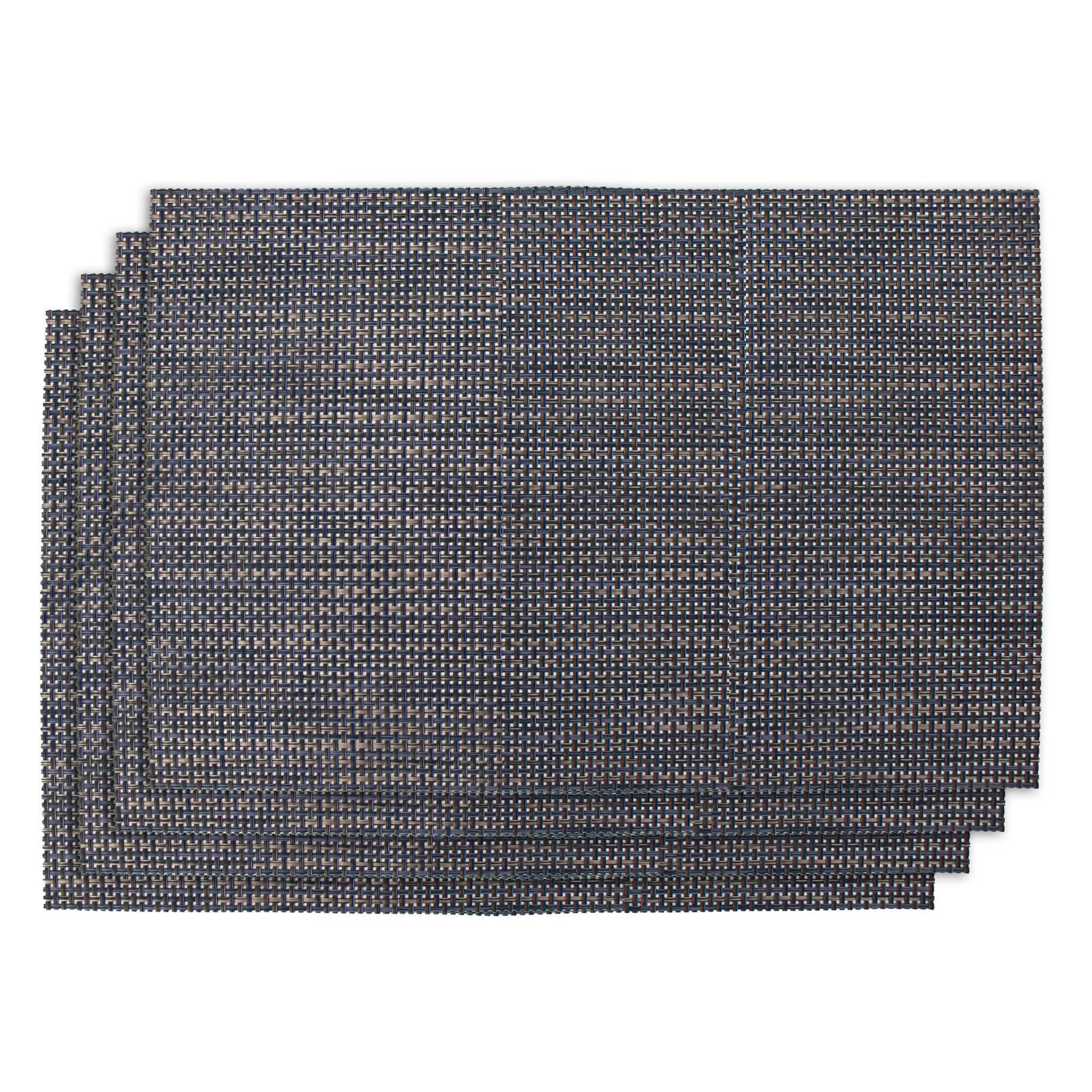 REGENT PLACE MATS WOVEN PVC BLUE/GREY 4PK, 300X450MM
