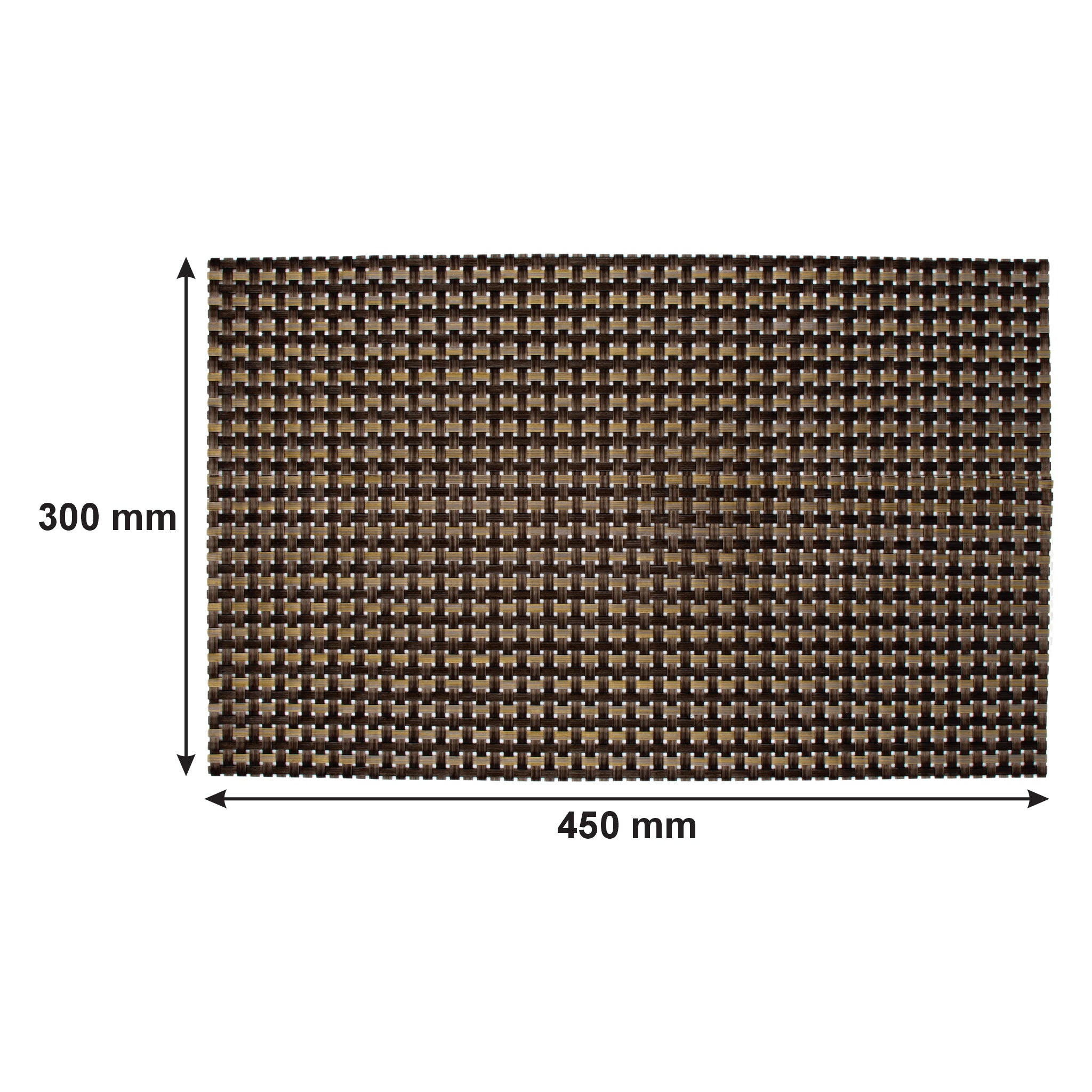 REGENT PLACE MATS WOVEN PVC GOLD/BLACK/GREY 4PK, 300X450MM