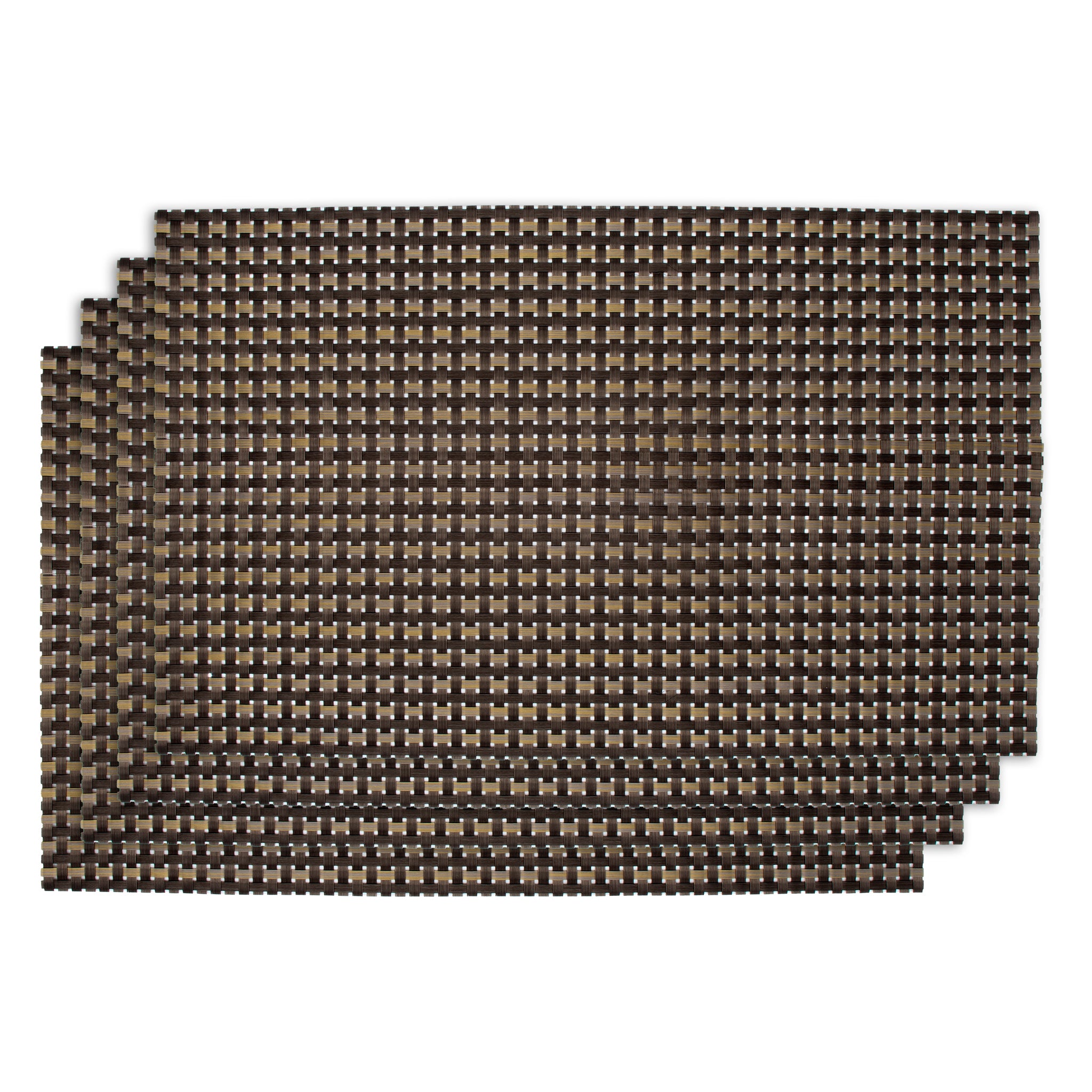 REGENT PLACE MATS WOVEN PVC GOLD/BLACK/GREY 4PK, 300X450MM