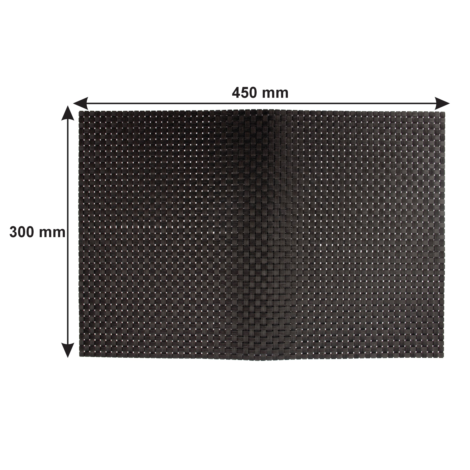 REGENT PLACE MATS WOVEN PVC BLACK 4PK ROLL, 300X450MM