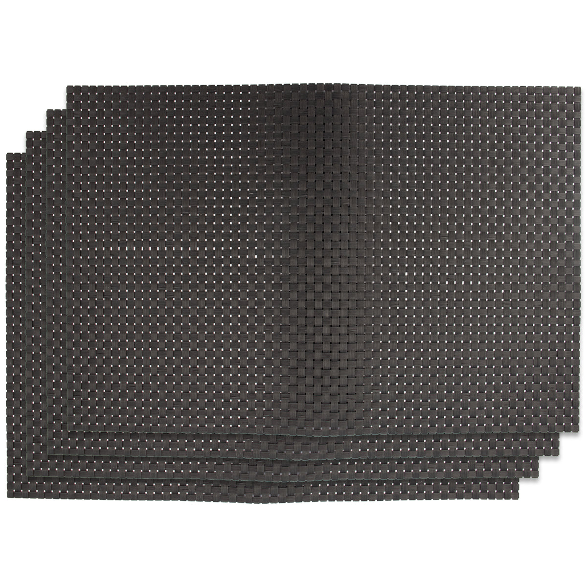 REGENT PLACE MATS WOVEN PVC BLACK 4PK ROLL, 300X450MM