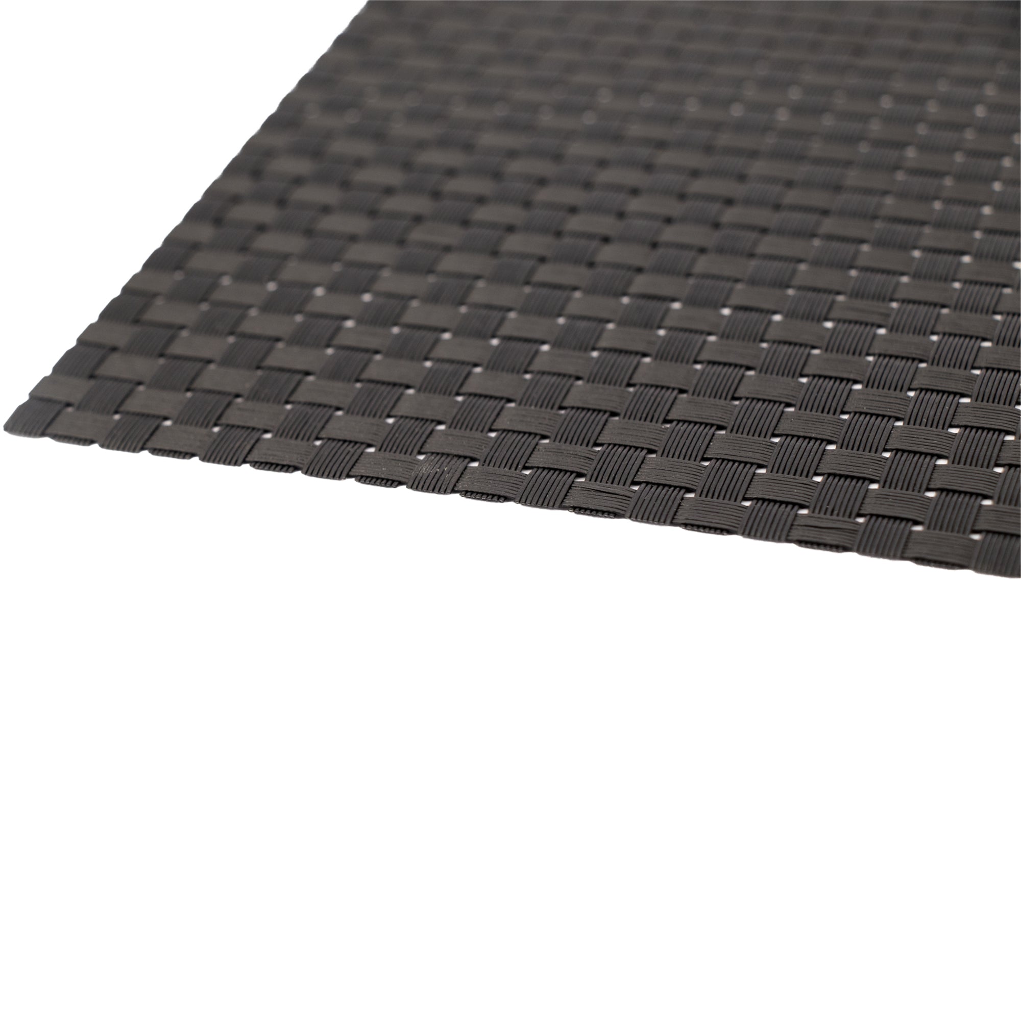 REGENT PLACE MATS WOVEN PVC BLACK 4PK ROLL, 300X450MM