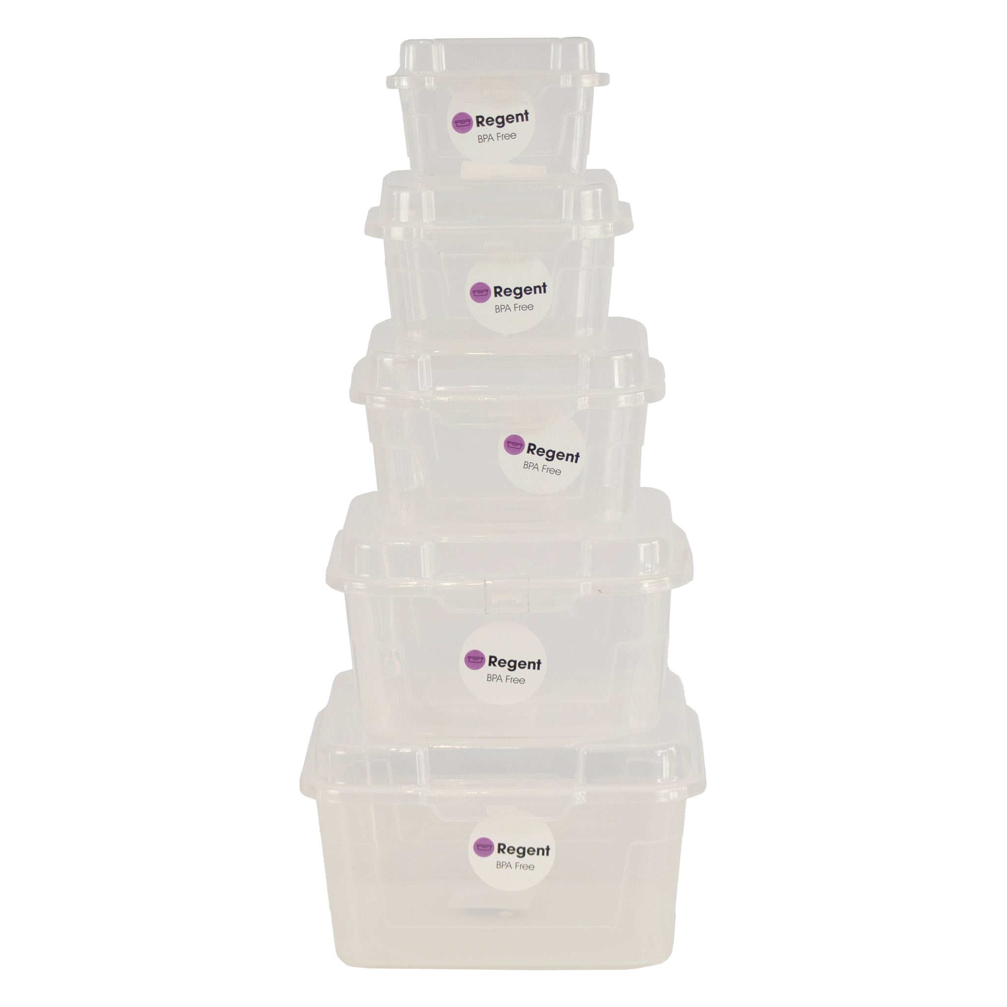 REGENT STOREAWAY PLASTIC STACK BOX CLEAR, 2.1L - 195X195X115MM