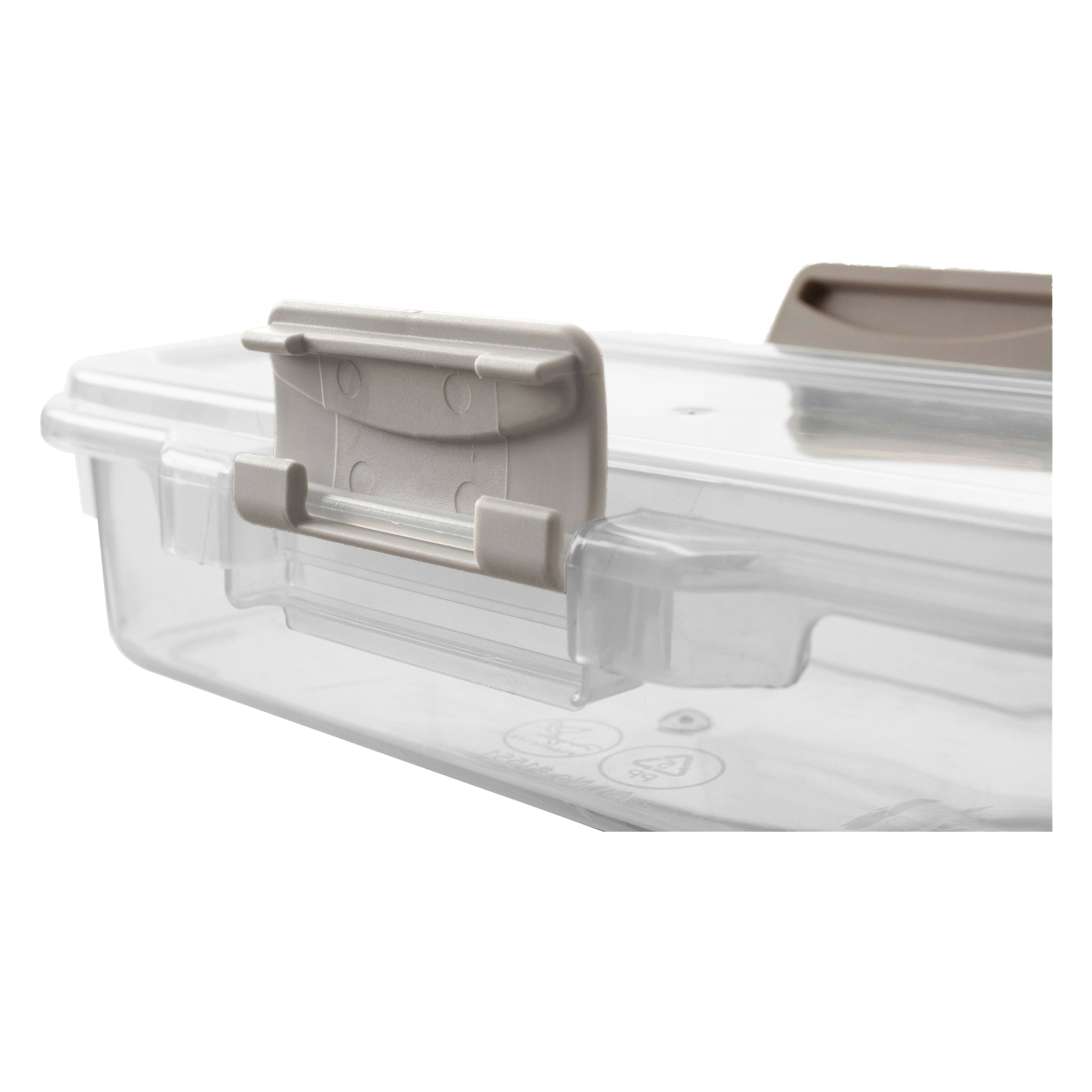 REGENT STOREAWAY PLASTIC STORAGE BOX CLEAR & GREY CLIPS, 3.7L - 260X220X90MM