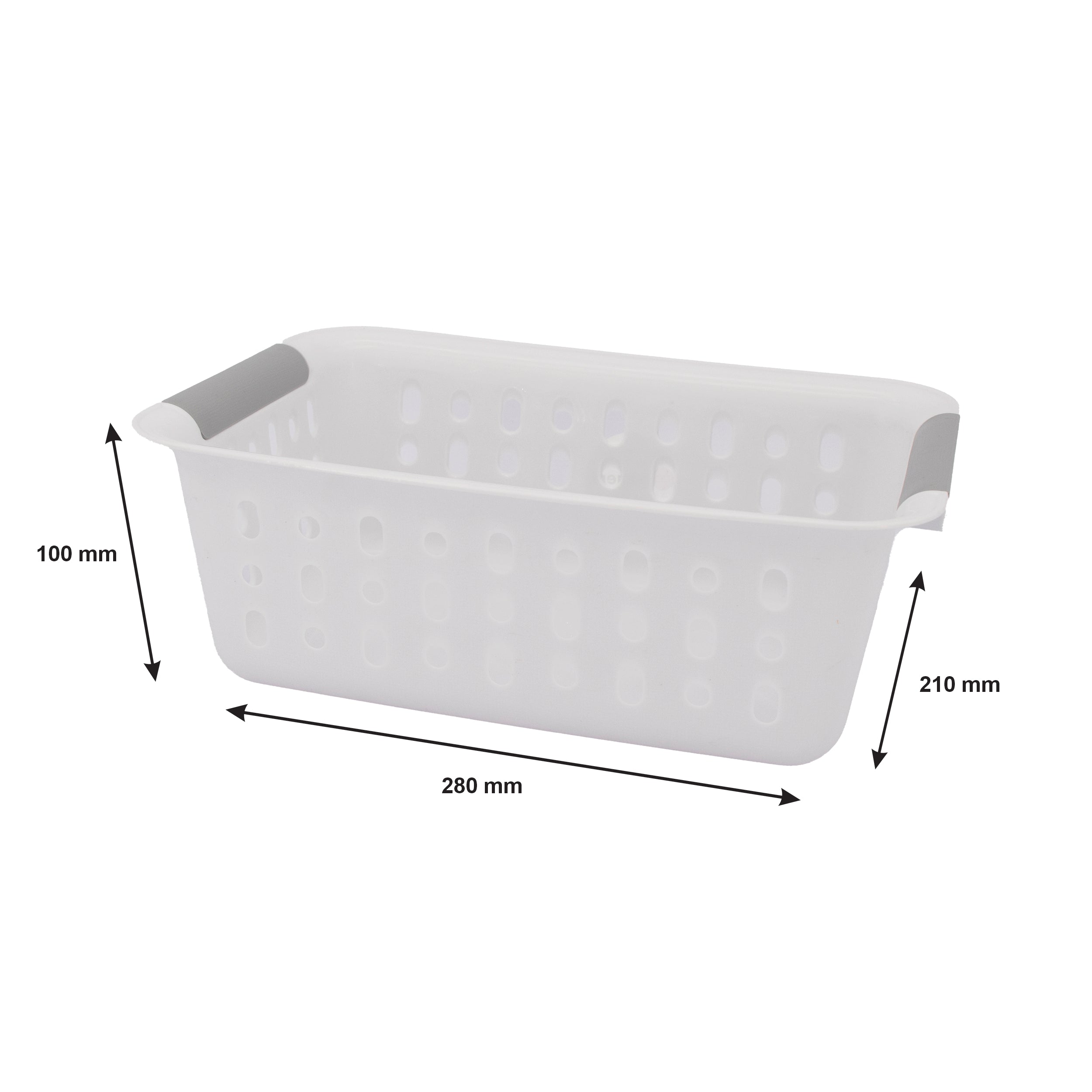 REGENT STOREAWAY CLEAR & GREY PLASTIC WASHDAY BASKET MEDIUM, 280X210X100MM