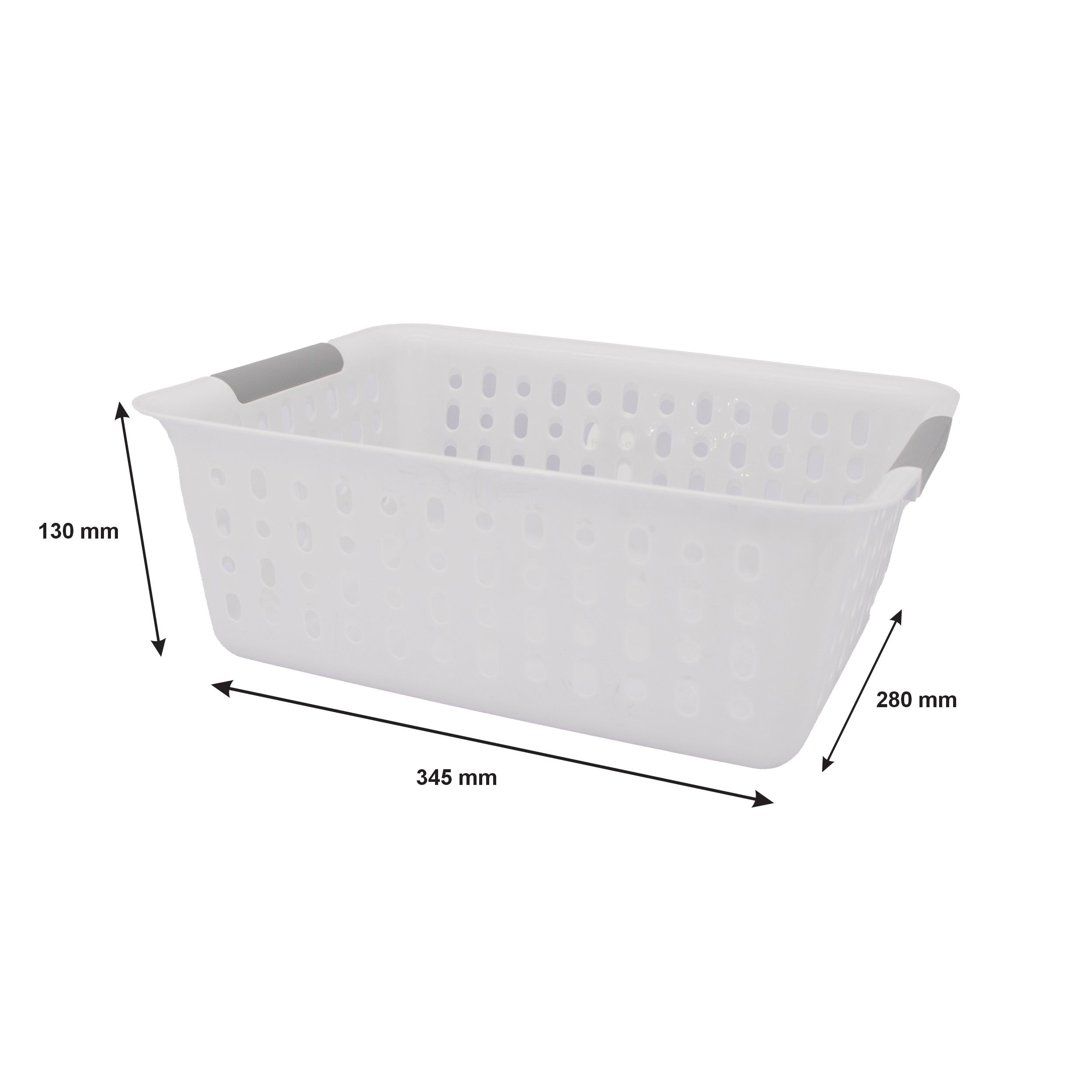 REGENT STOREAWAY CLEAR & GREY PLASTIC WASHDAY BASKET LARGE, 345X280X130MM
