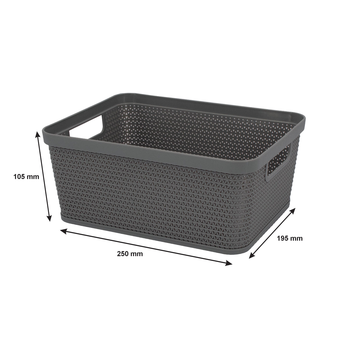 REGENT STOREAWAY PLASTIC LATTICE BASKET SMALL, ASST. COLOURS BLUE, GREY & WHITE, 250X195X105MM