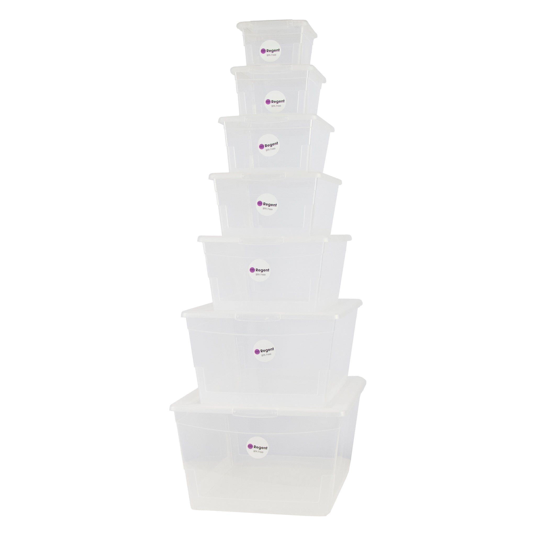 REGENT STOREAWAY PLASTIC NEST AND LID STORAGE BOX CLEAR, 4L - 270X185X110MM