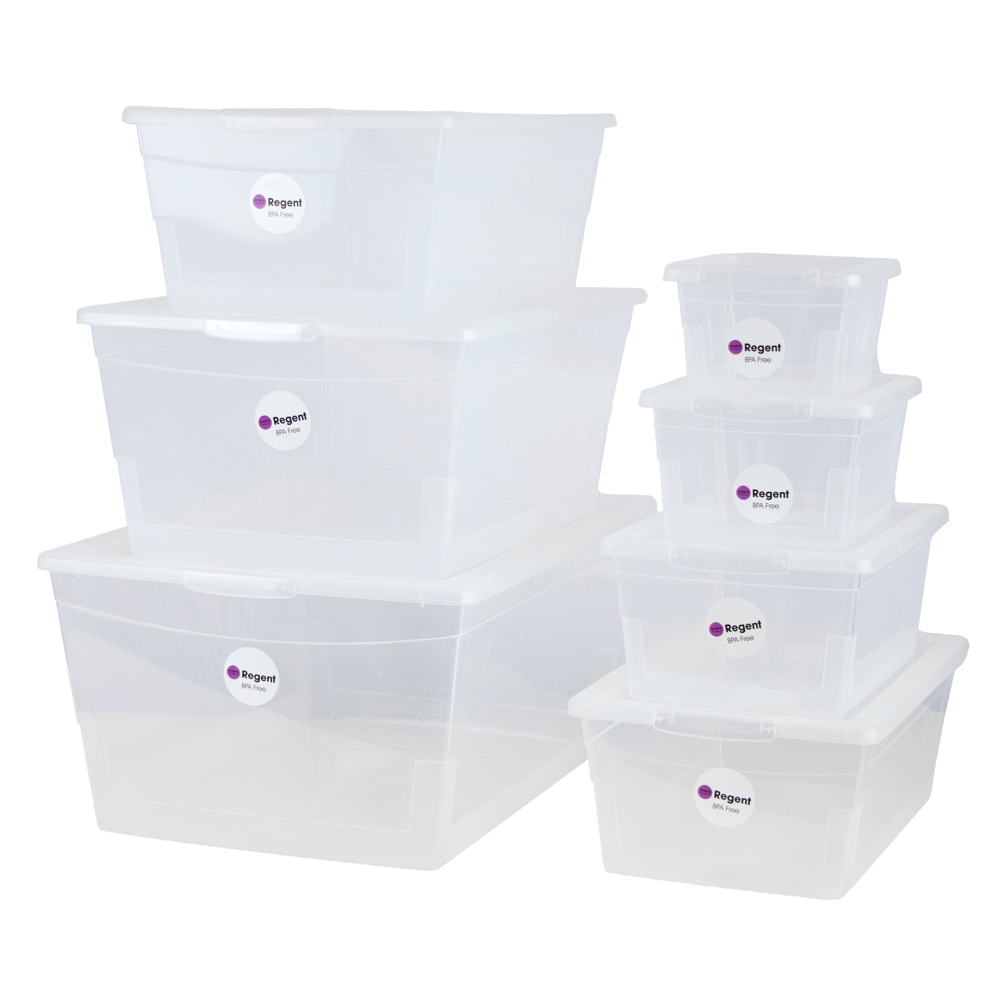 REGENT STOREAWAY PLASTIC NEST AND LID STORAGE BOX CLEAR, 4L - 270X185X110MM