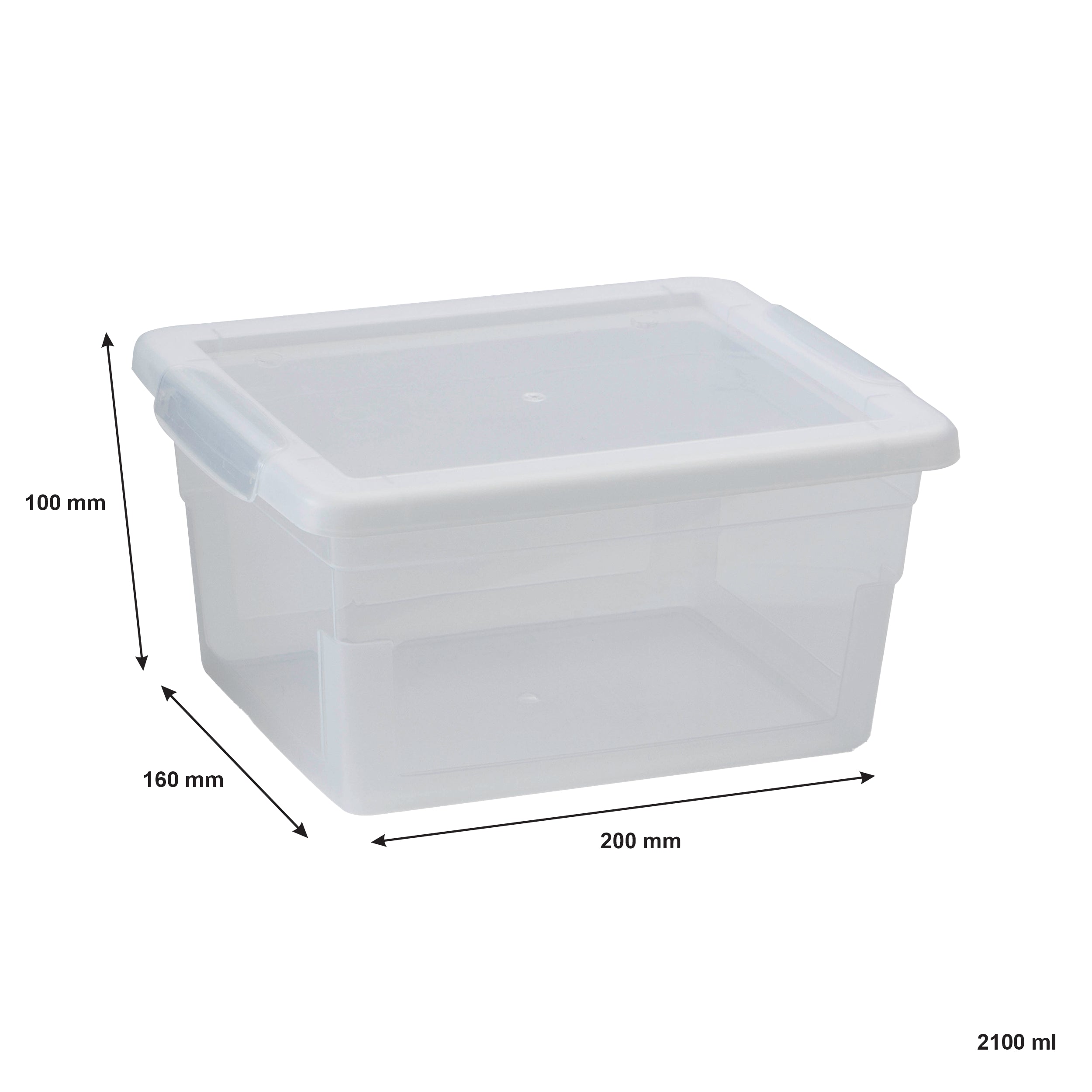 REGENT STOREAWAY PLASTIC NEST AND LID STORAGE BOX CLEAR, 2.1L - 200X160X100MM