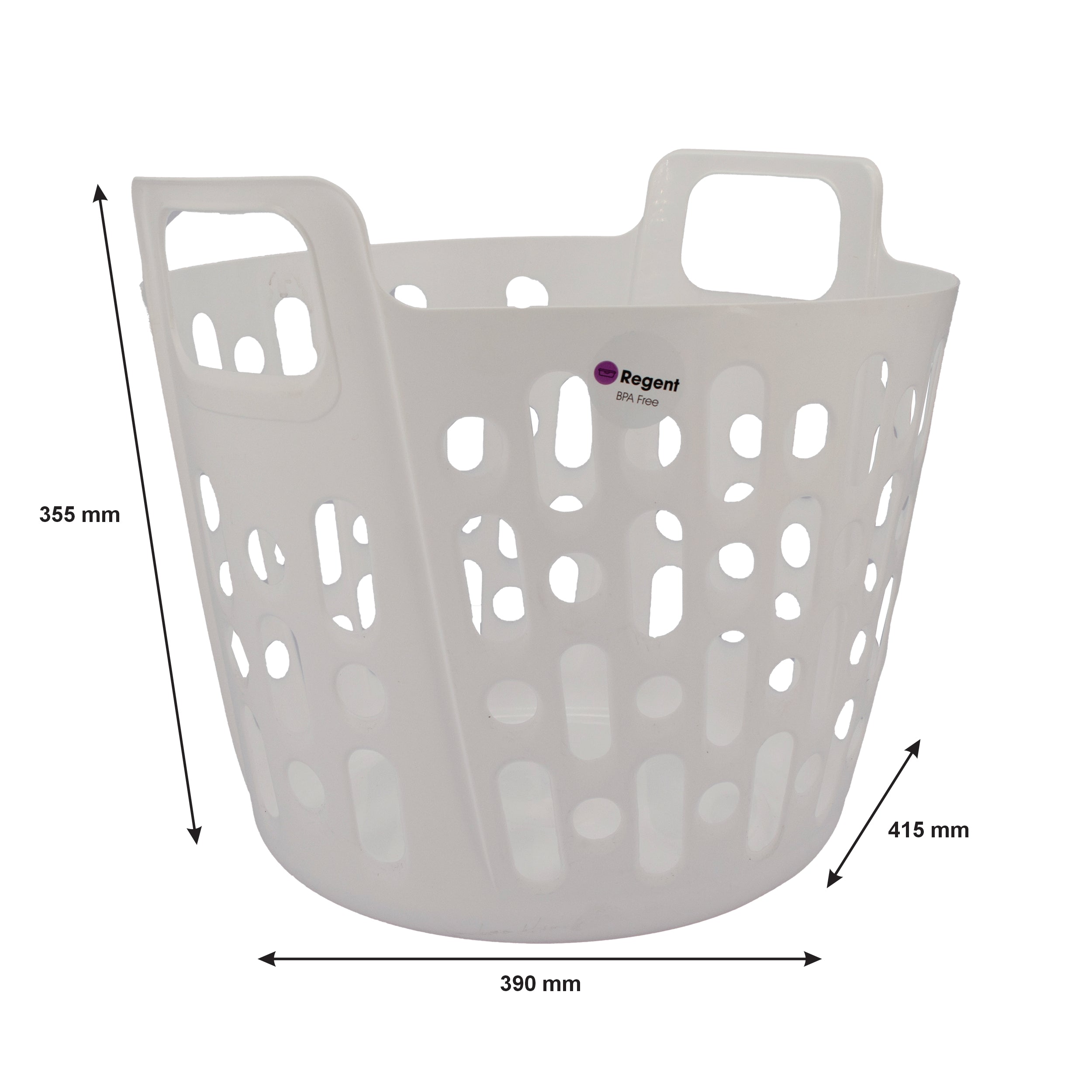 REGENT STOREAWAY PLASTIC FLEXY LAUNDRY BASKET SMALL, ASST. BLUE, GREY & WHT, 390X415X355MM