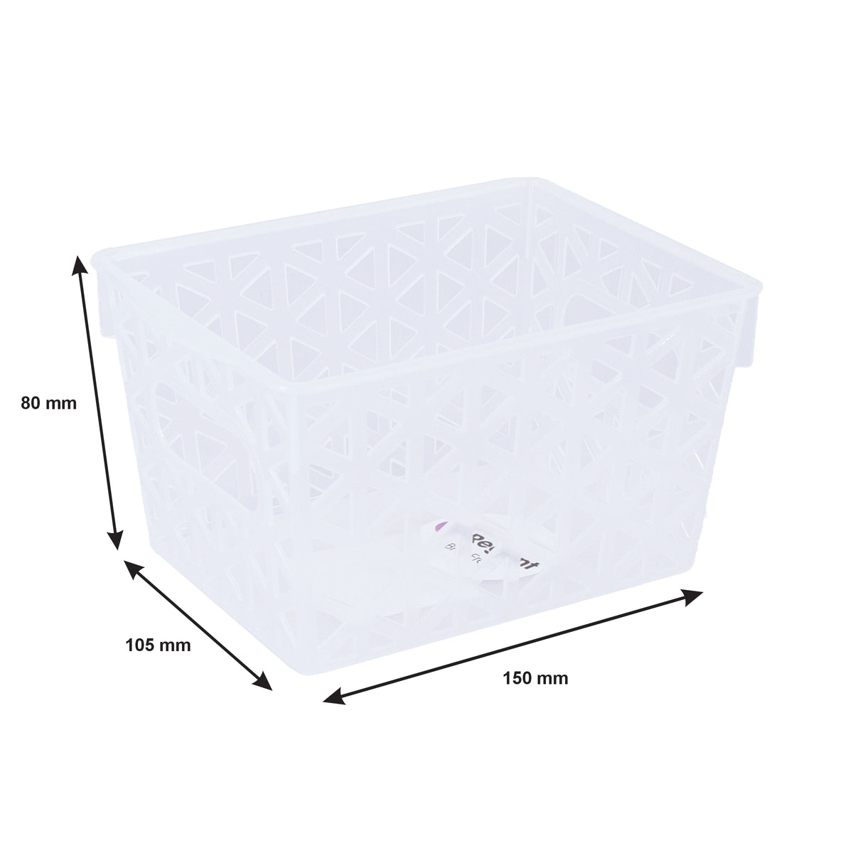 REGENT STOREAWAY HOME/OFFICE CLEAR PLASTIC BASKET SMALL, 105X150X80MM
