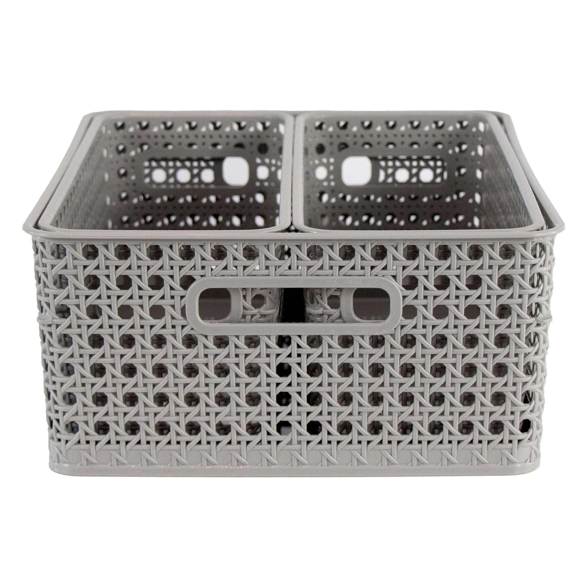 REGENT STOREAWAY CLASSIC GREY PLASTIC RECTANGULAR BASKET MEDUIM, 340X135X130MM
