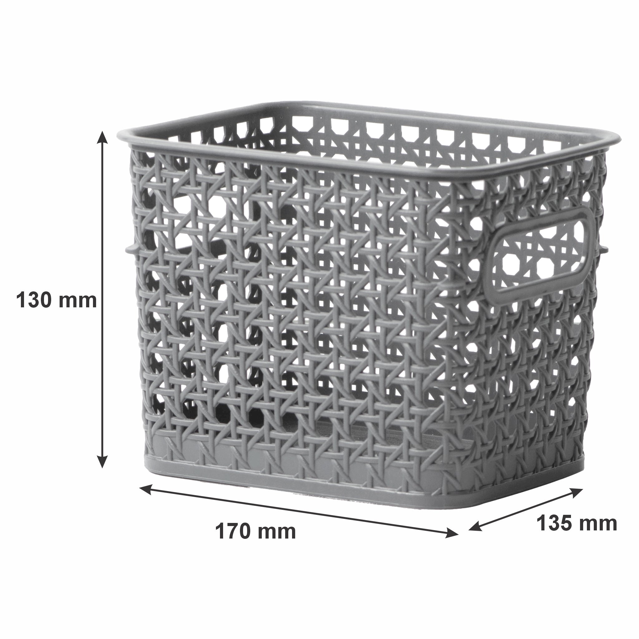 REGENT STOREAWAY CLASSIC GREY PLASTIC BASKET SMALL, 170X135X130MM