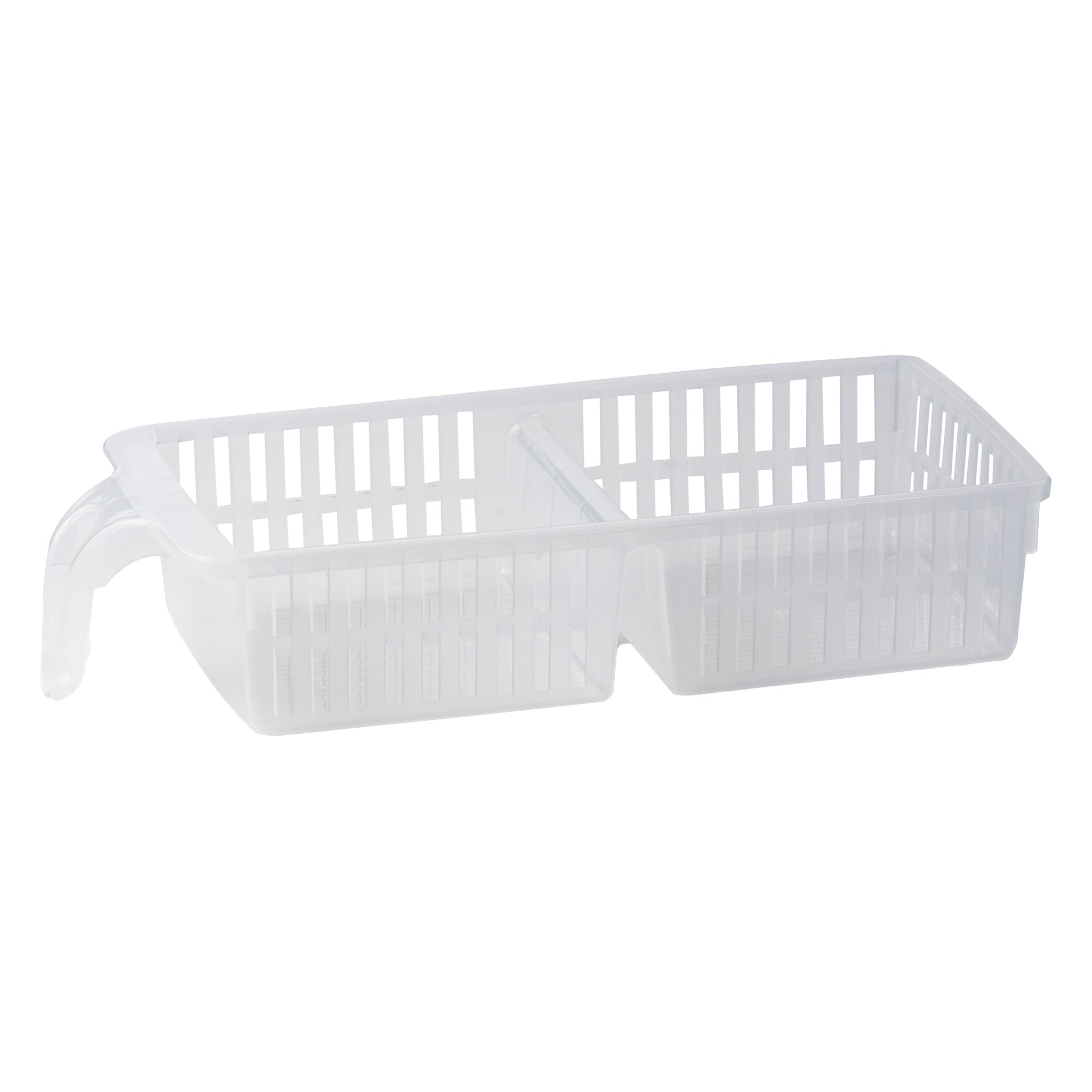 REGENT STOREAWAY CLEAR PLASTIC PANTRY & FRIDGE BASKET WITH DIVIDER, 330X145X65MM