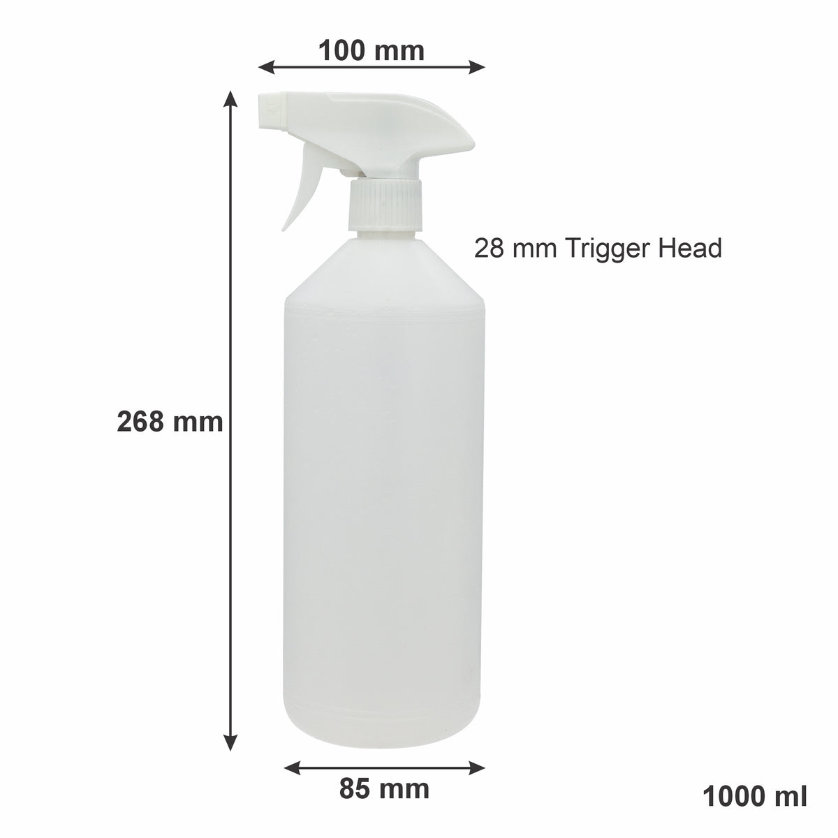 REGENT EMPTY BOTTLES WITH 28MM WHITE SPRAY HEADS 6PK, 1L