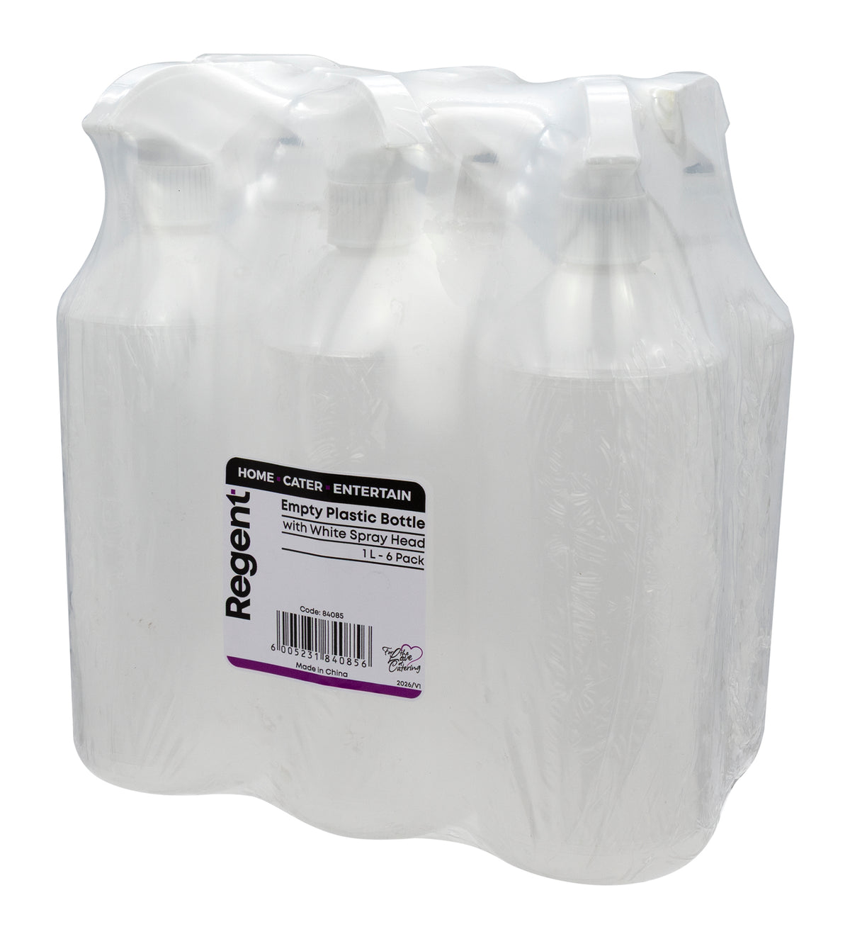 REGENT EMPTY BOTTLE WITH 28MM WHITE SPRAY HEAD 1L, 6PK