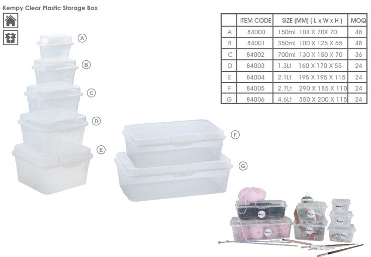 REGENT STOREAWAY PLASTIC STACK BOX CLEAR, 2.1L - 195X195X115MM