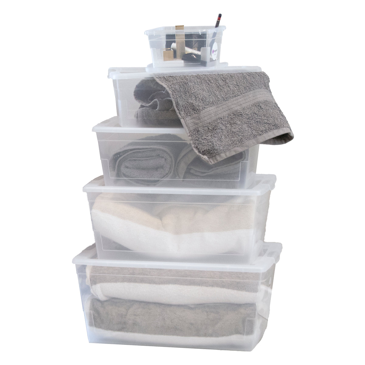 REGENT STOREAWAY CLEAR PLASTIC NEST AND LID STORAGE BOX 6L, 340X210X120MM
