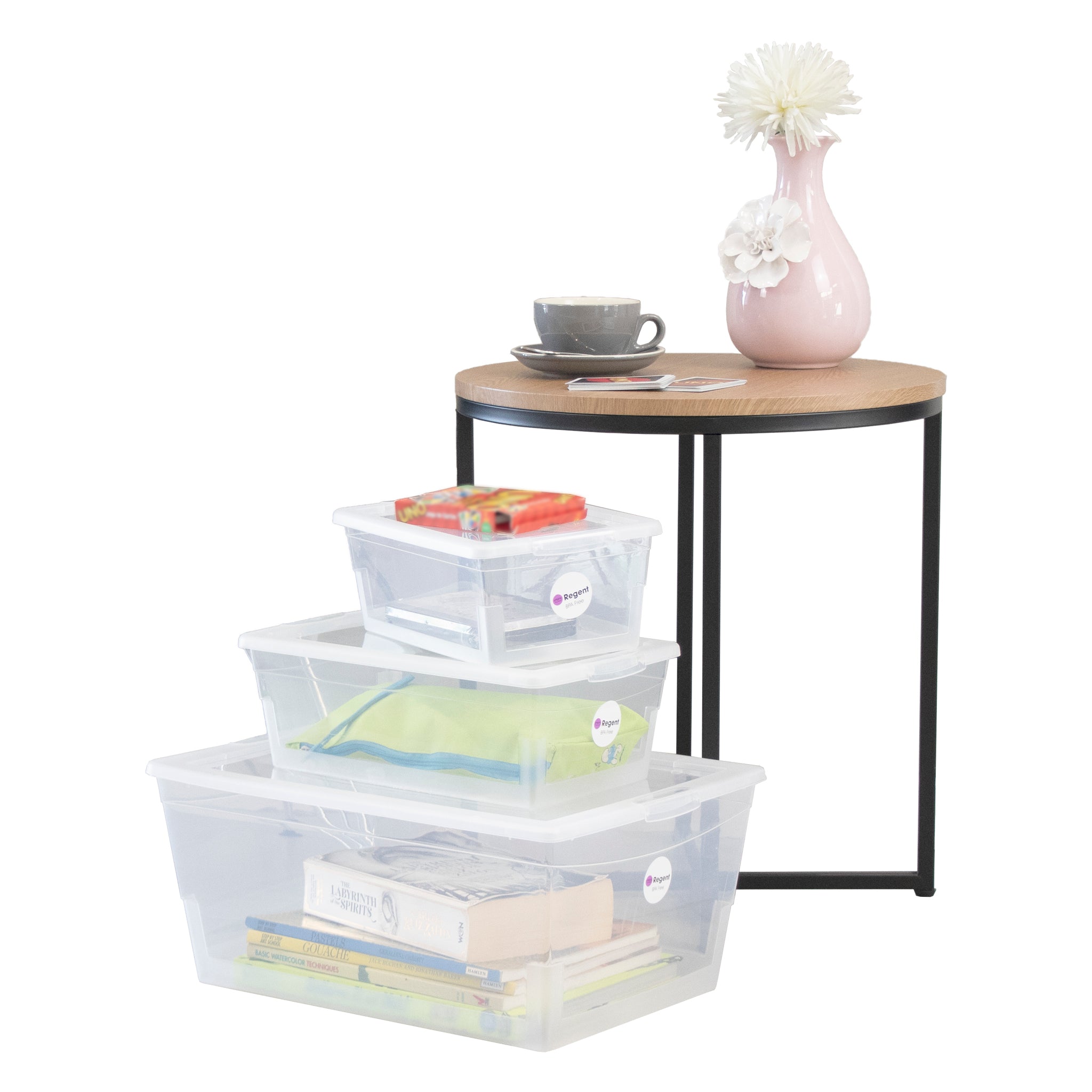 REGENT STOREAWAY PLASTIC NEST AND LID STORAGE BOX CLEAR, 4L - 270X185X110MM