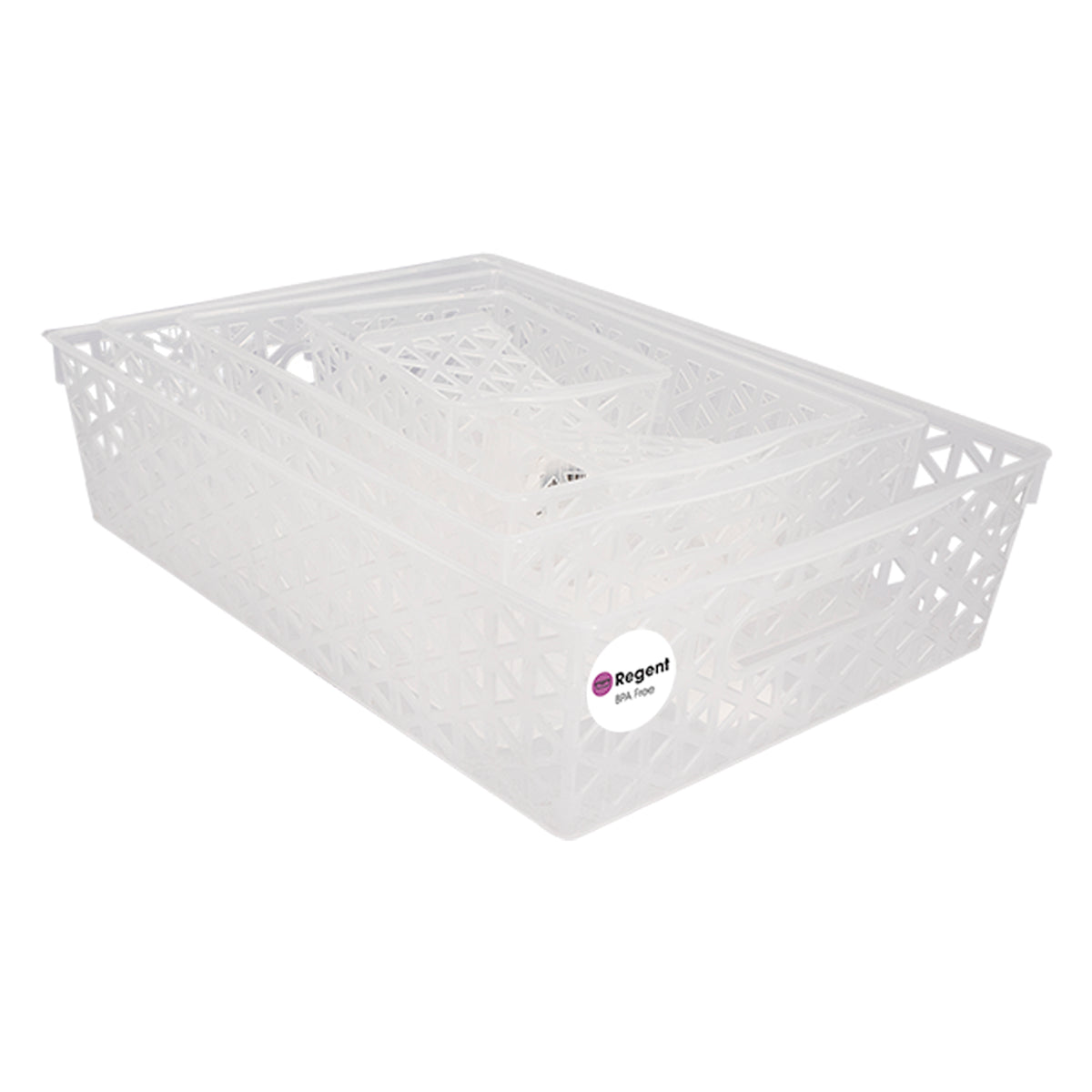 REREGENT STOREAWAY HOME/OFFICE CLEAR PLASTIC BASKET LONG, 310X230X85MM