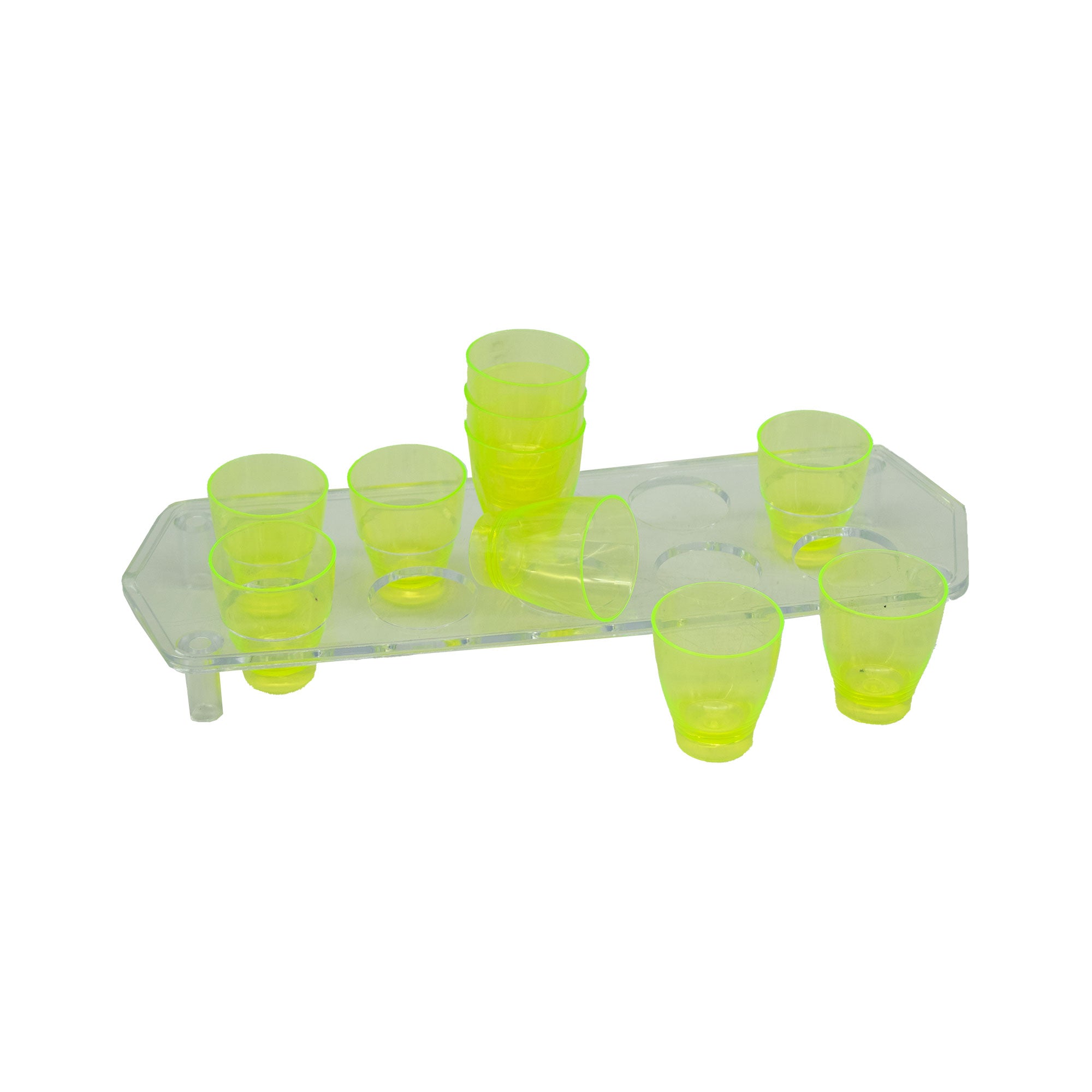 BAR BUTLER 10 COLOURED PLASTIC SHOT GLASSES 25ML ON A TRAY 11PCS SET, (1 COLOUR PER TRAY)