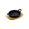 REGENT COOKWARE CAST IRON PAN WITH 2 HANDLES ON BIRCH WOOD BOARD, (245/180MM DIAX45MM)