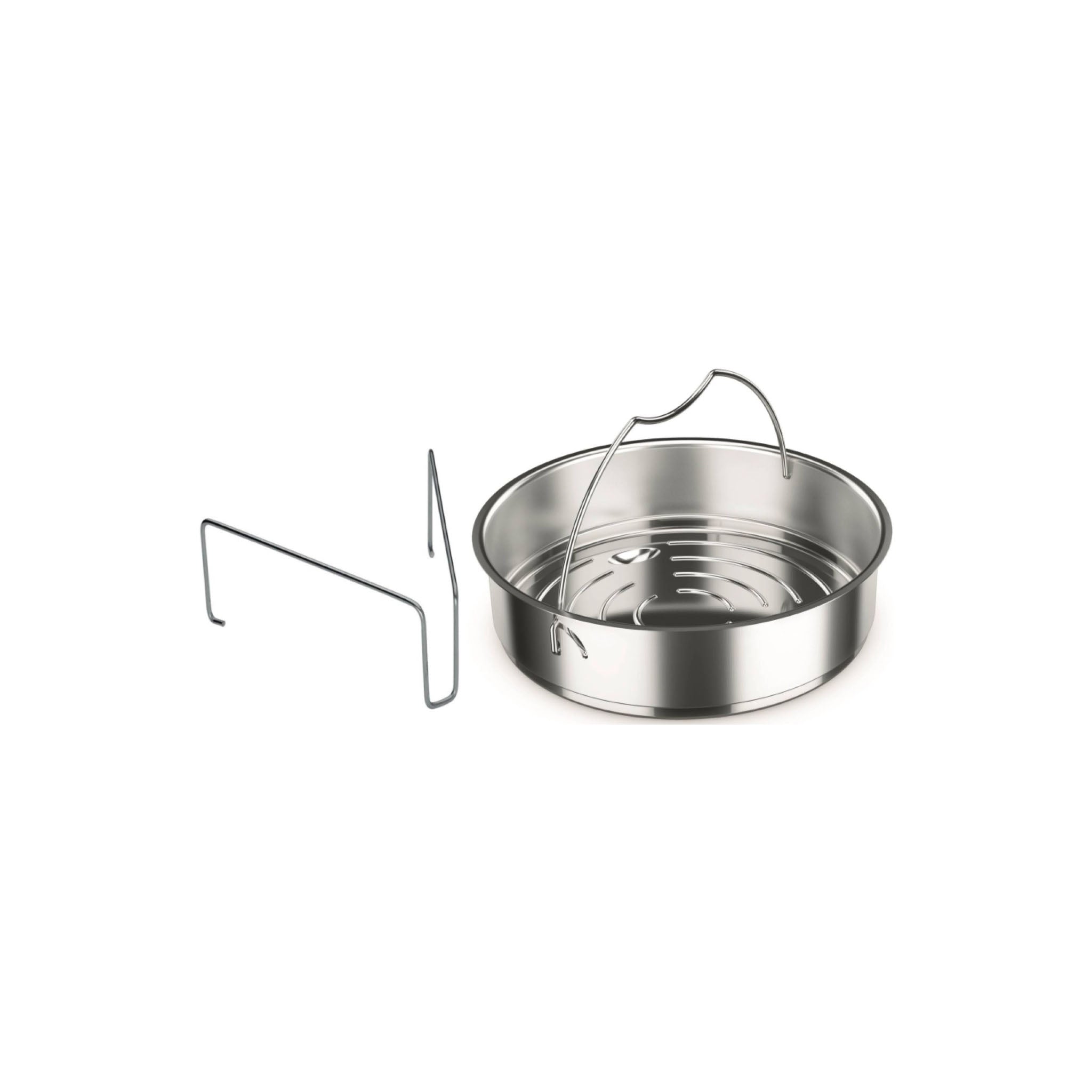 FISSLER PRESSURE COOKER UNPERFORATED INSERT WITH TRIPOD, 220MM DIA