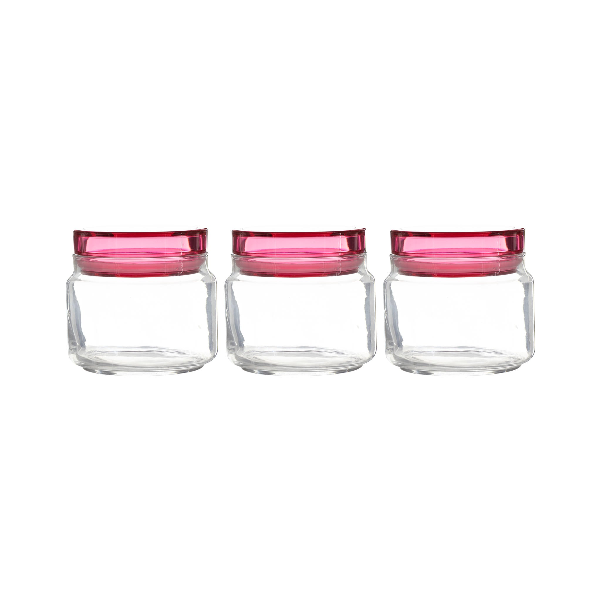 LUMINARC COLORLICIOUS JAR WITH PINK LID 3PK SET, 500ML