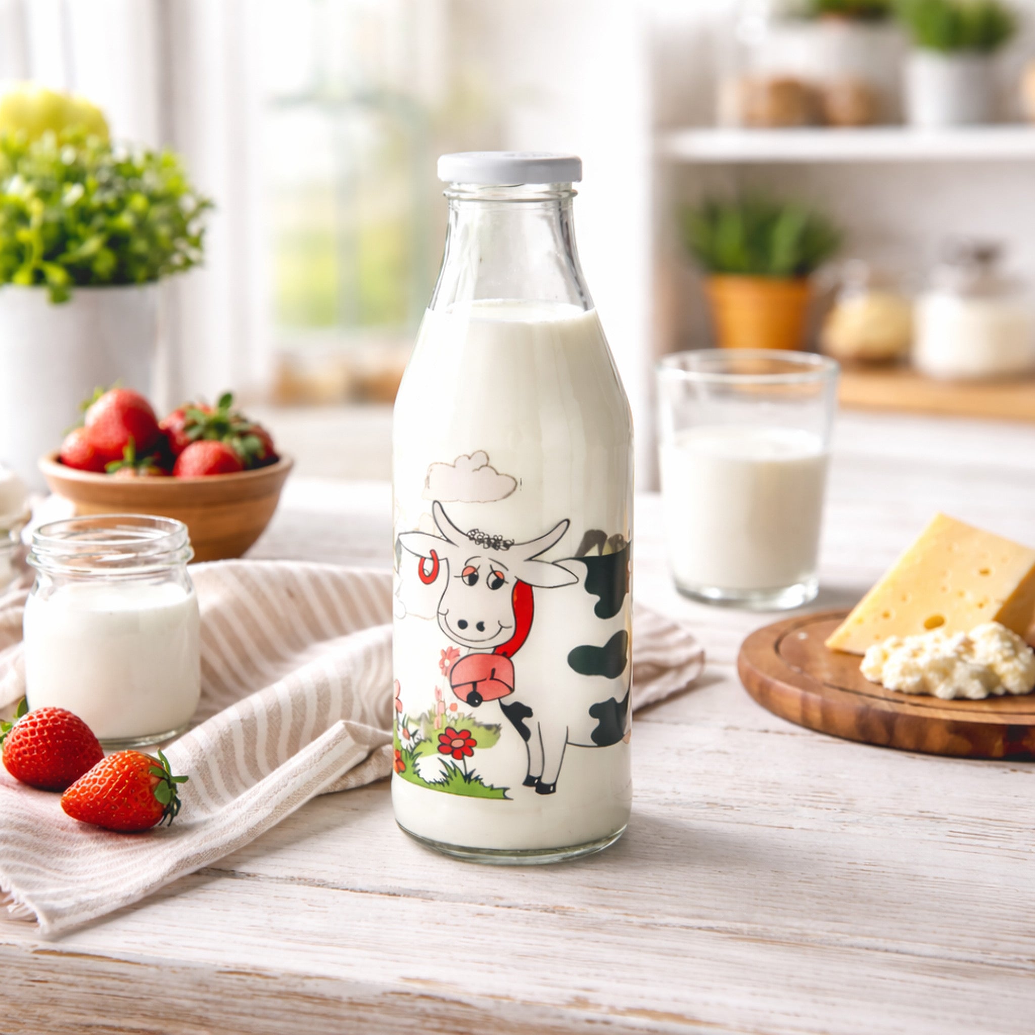 REGENT GLASS MILK BOTTLE COW DECAL, 1L
