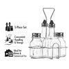 REGENT GLASS CONDIMENTS IN A CHROME CADDY 5PCS SET, 200ML l 70ML