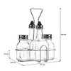 REGENT GLASS CONDIMENTS IN A CHROME CADDY 5PCS SET, 200ML l 70ML